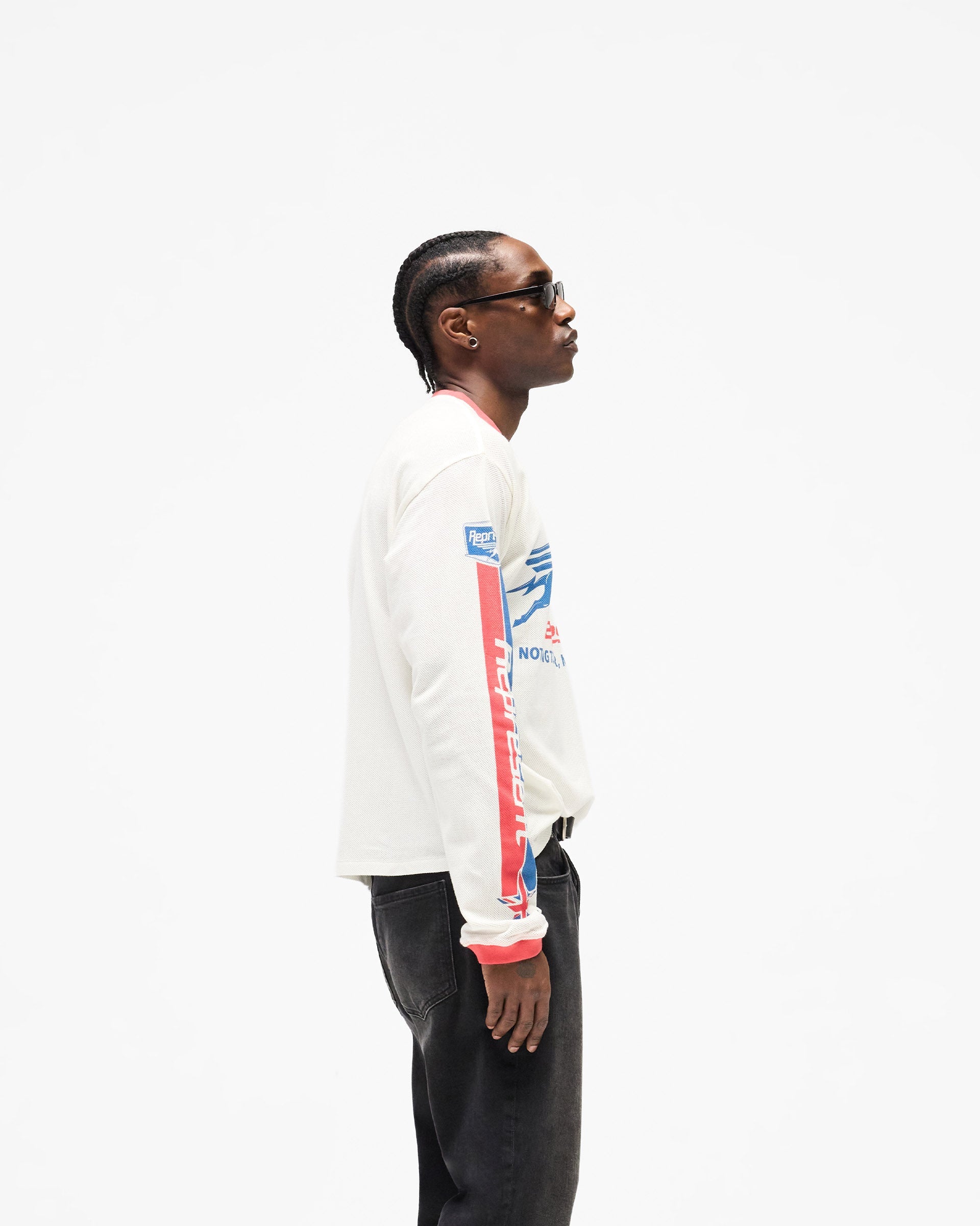 Mesh Pegasus Long Sleeve T-Shirt - Flat White