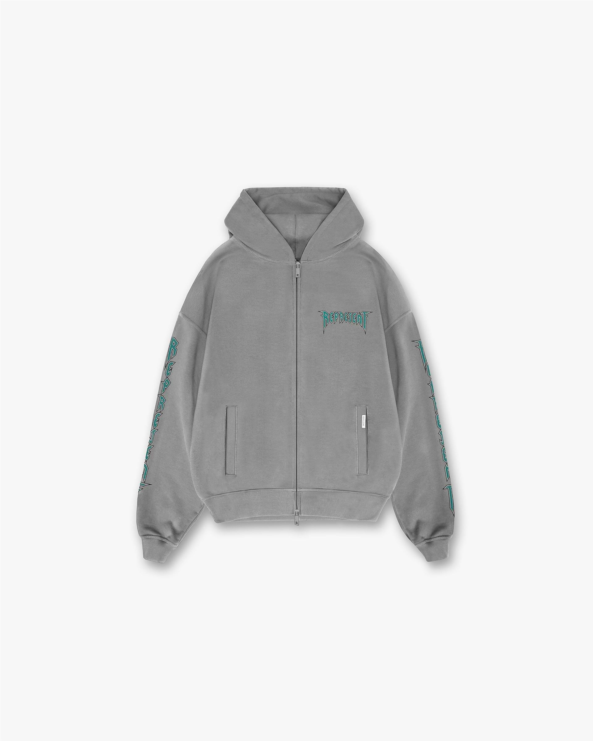 Rock Logo Zip Up Hoodie - Ultimate Grey