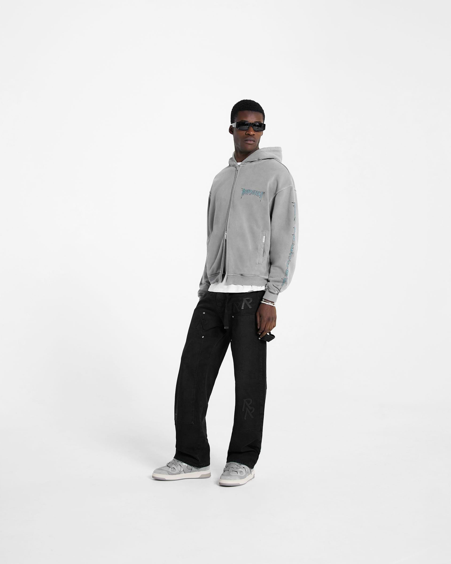 Rock Logo Zip Up Hoodie - Ultimate Grey