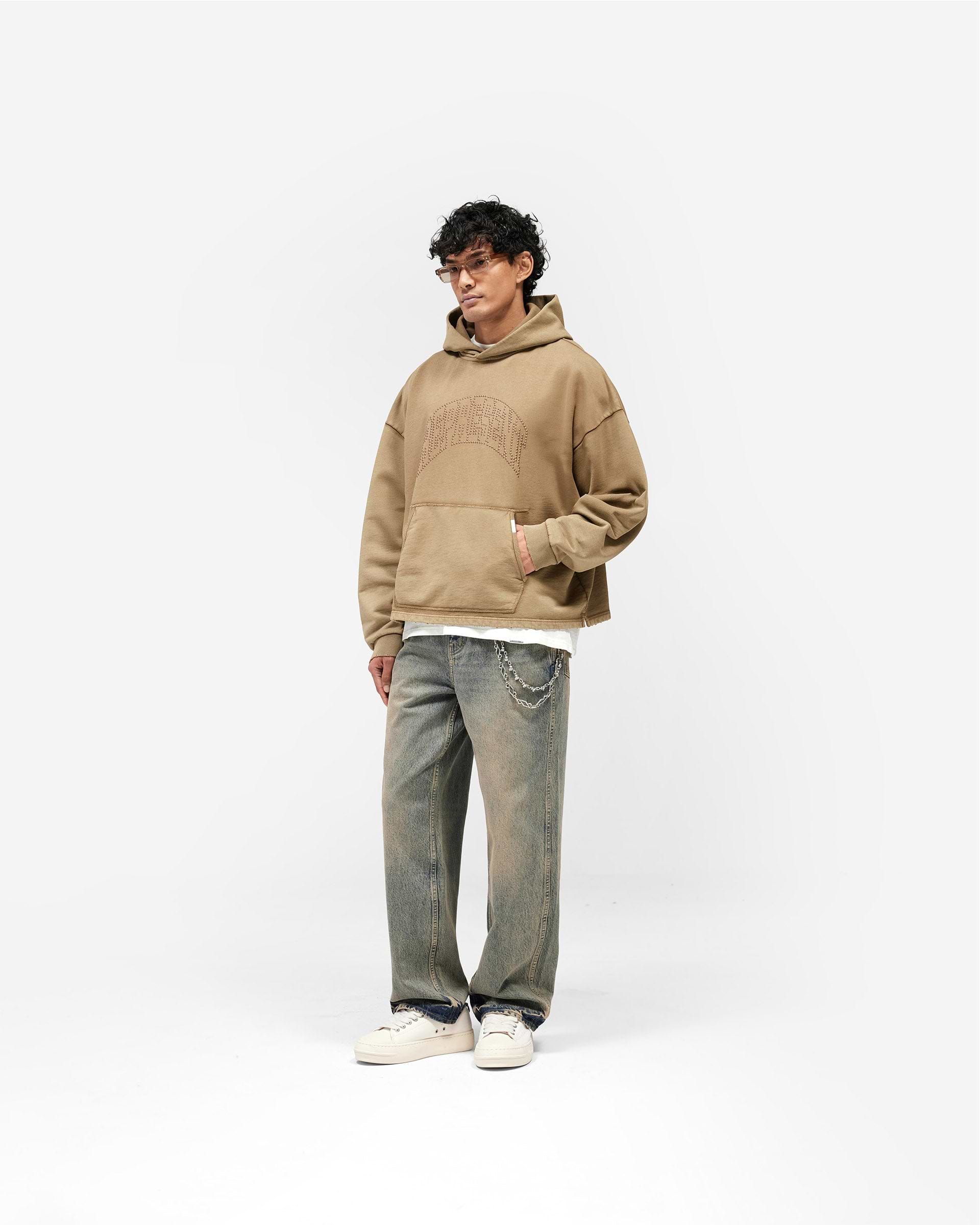 Represent Embellished Hoodie - Vintage Khaki
