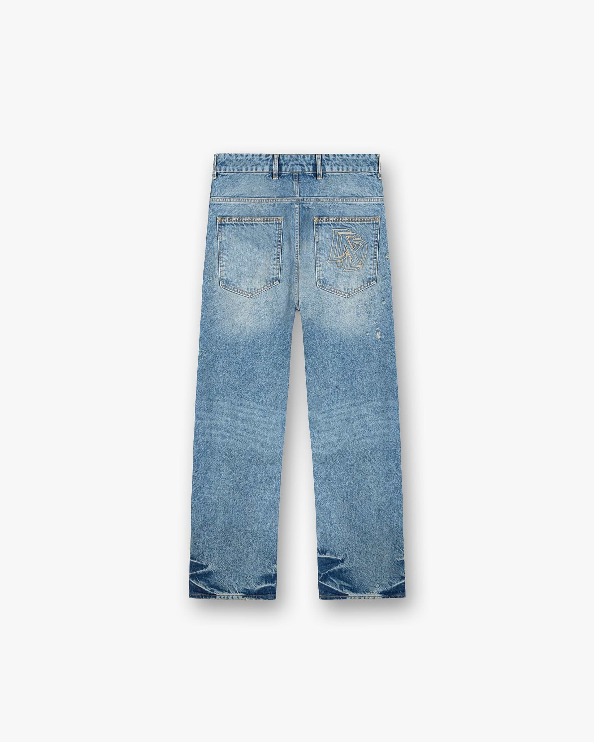 Piece Patched shipping Blue Baggy Jean