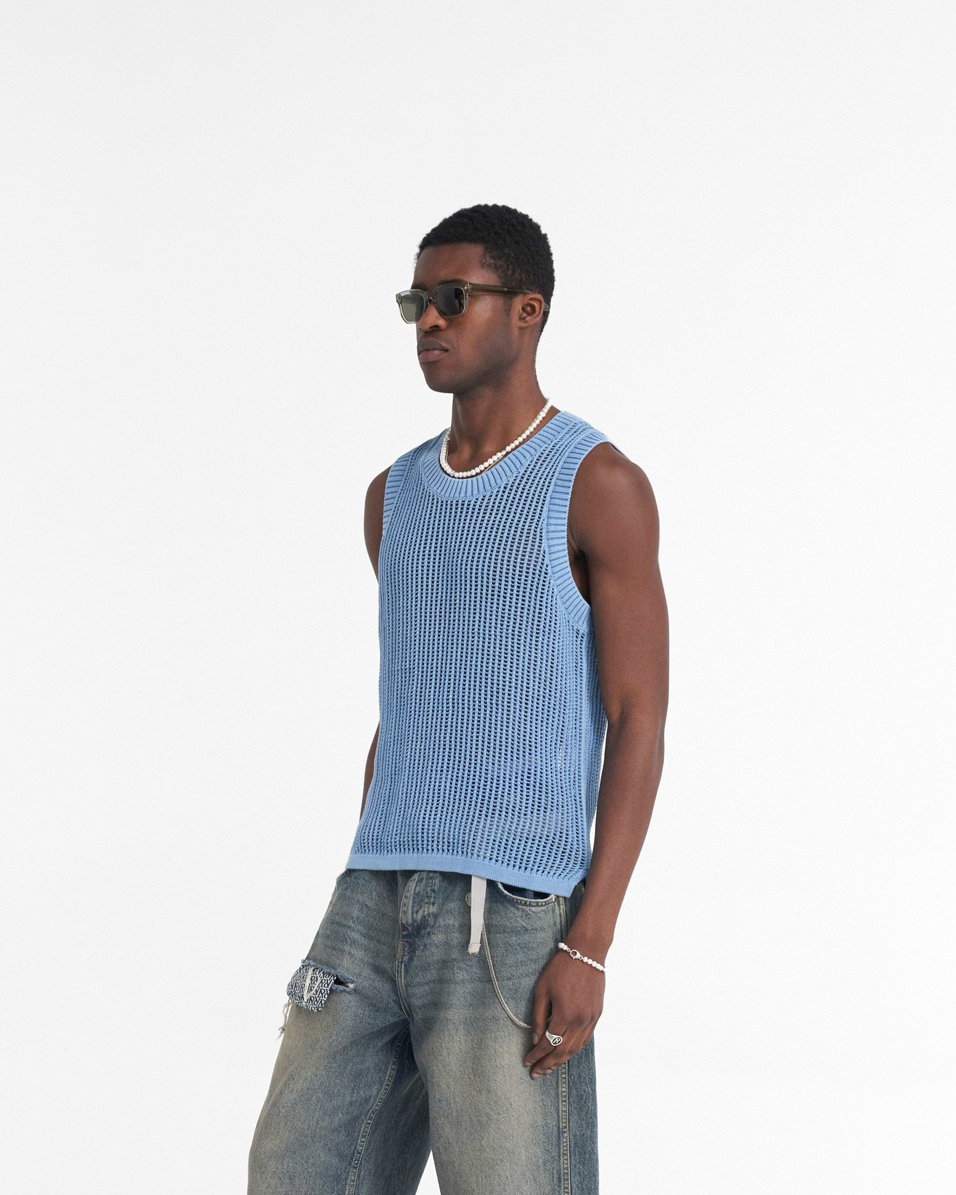 Washed Knit Vest - Sky Blue