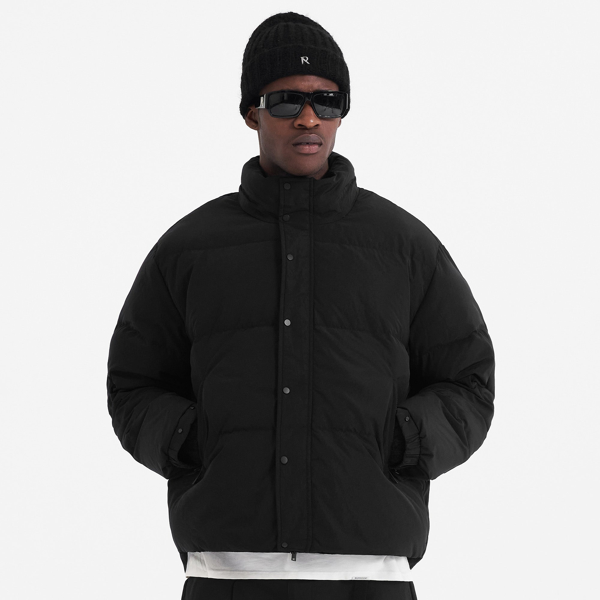 Initial Hooded Puffer - Black