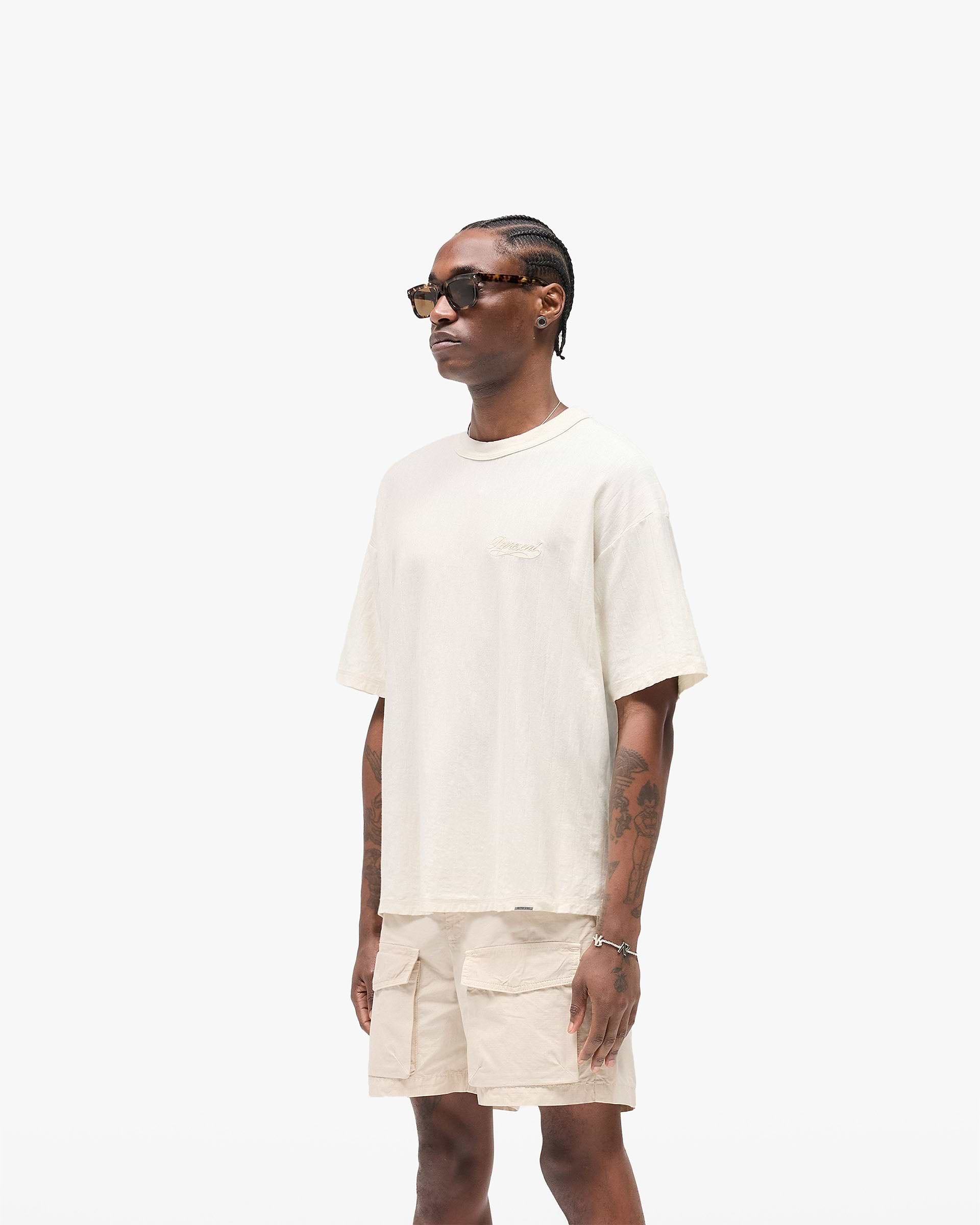 Slub Script T-Shirt - Aged White