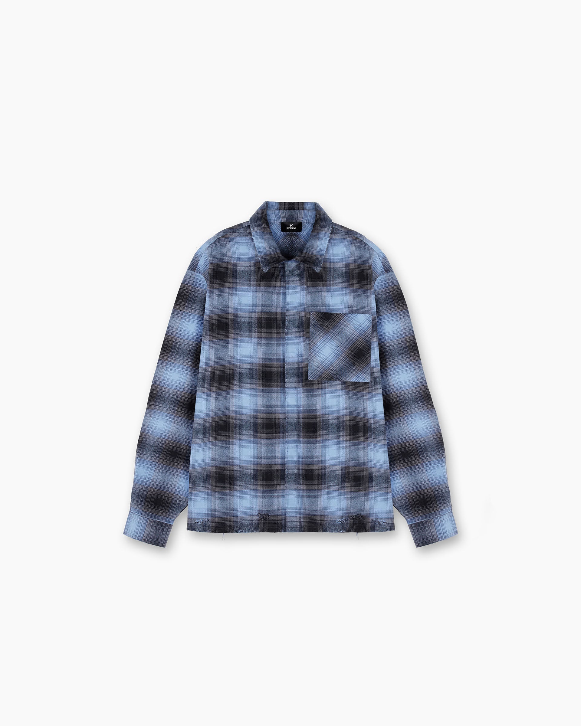 Represent X End Distressed Flannel Shirt - Blue