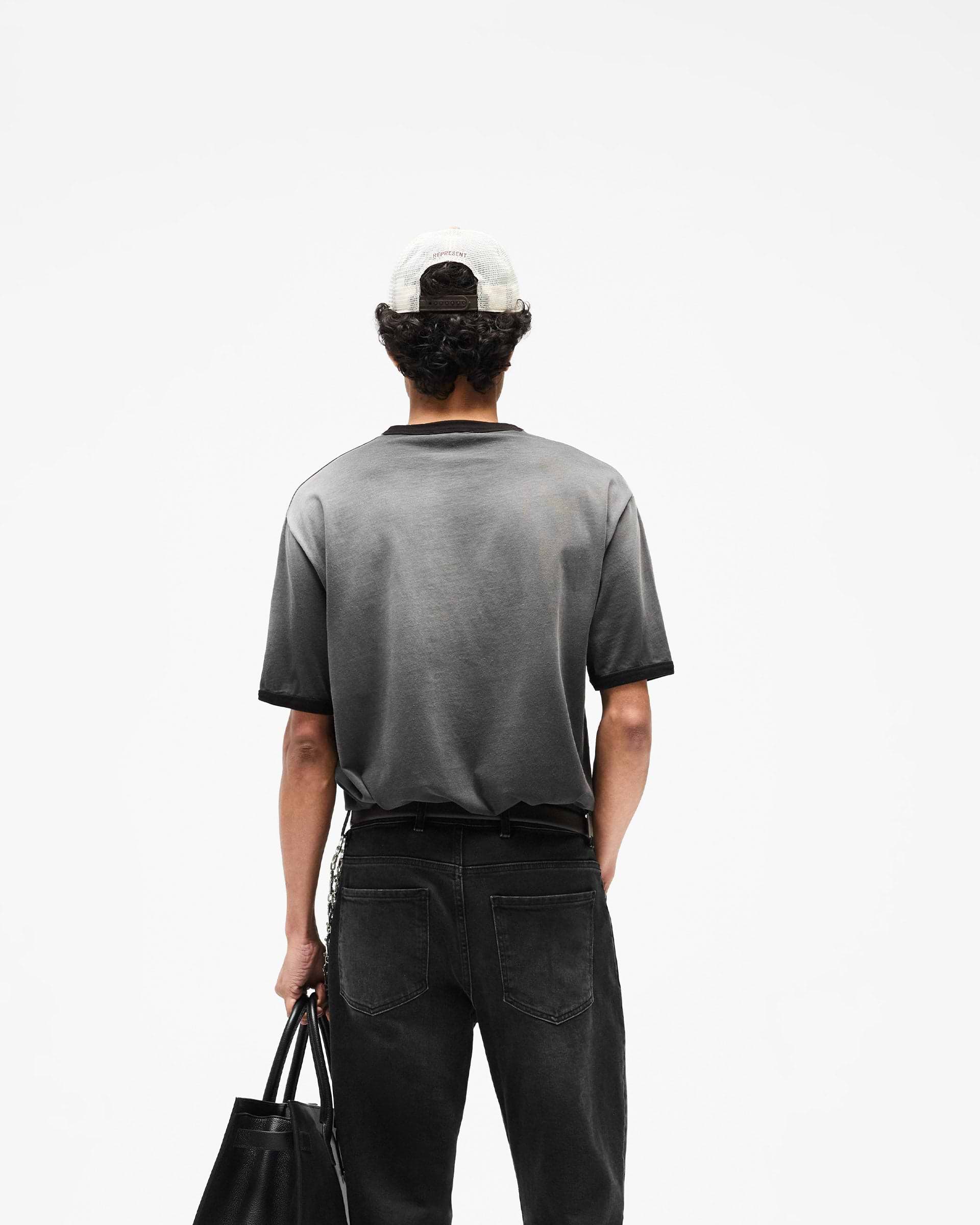 Represent Ringer T-Shirt Stained Black | Regular Fit Cotton Tee