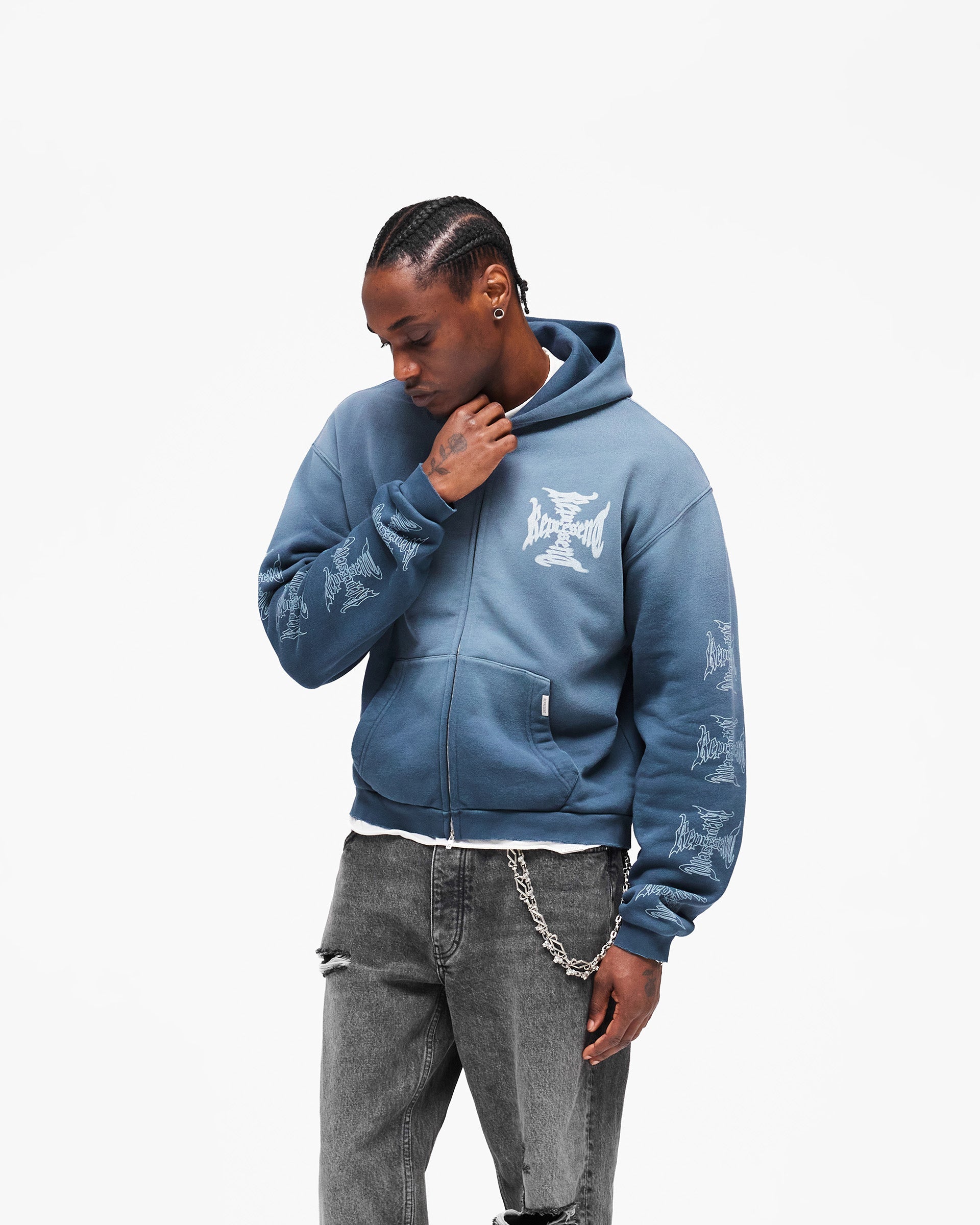 MH Shrunken Zip Hoodie Vintage Navy | Heaton Capsule Hoodies