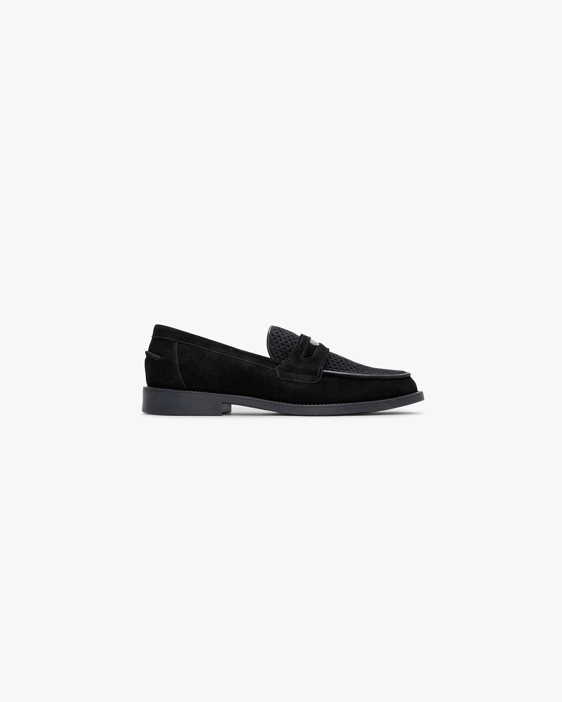 Womens Represent X Duke + Dexter Suede Rattan Penny Loafer - Black