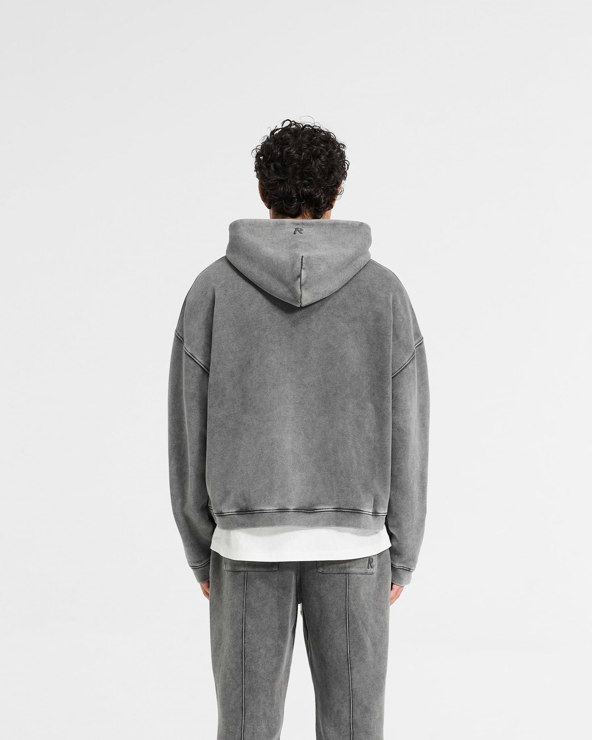 Initial Boxy Oversized Zip Through Hoodie | Vintage Grey | REPRESENT