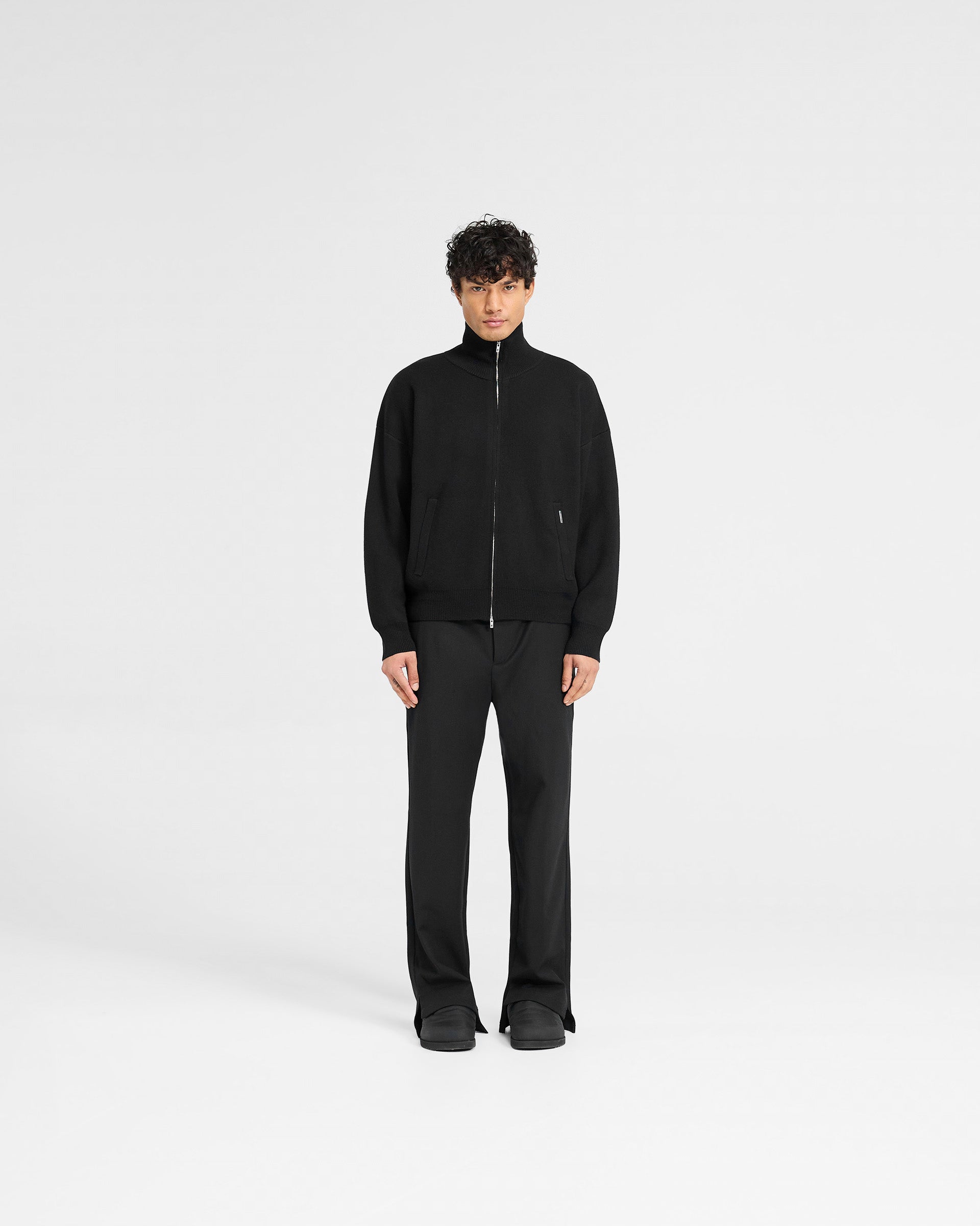 Initial Knitted Track Jacket - Jet Black