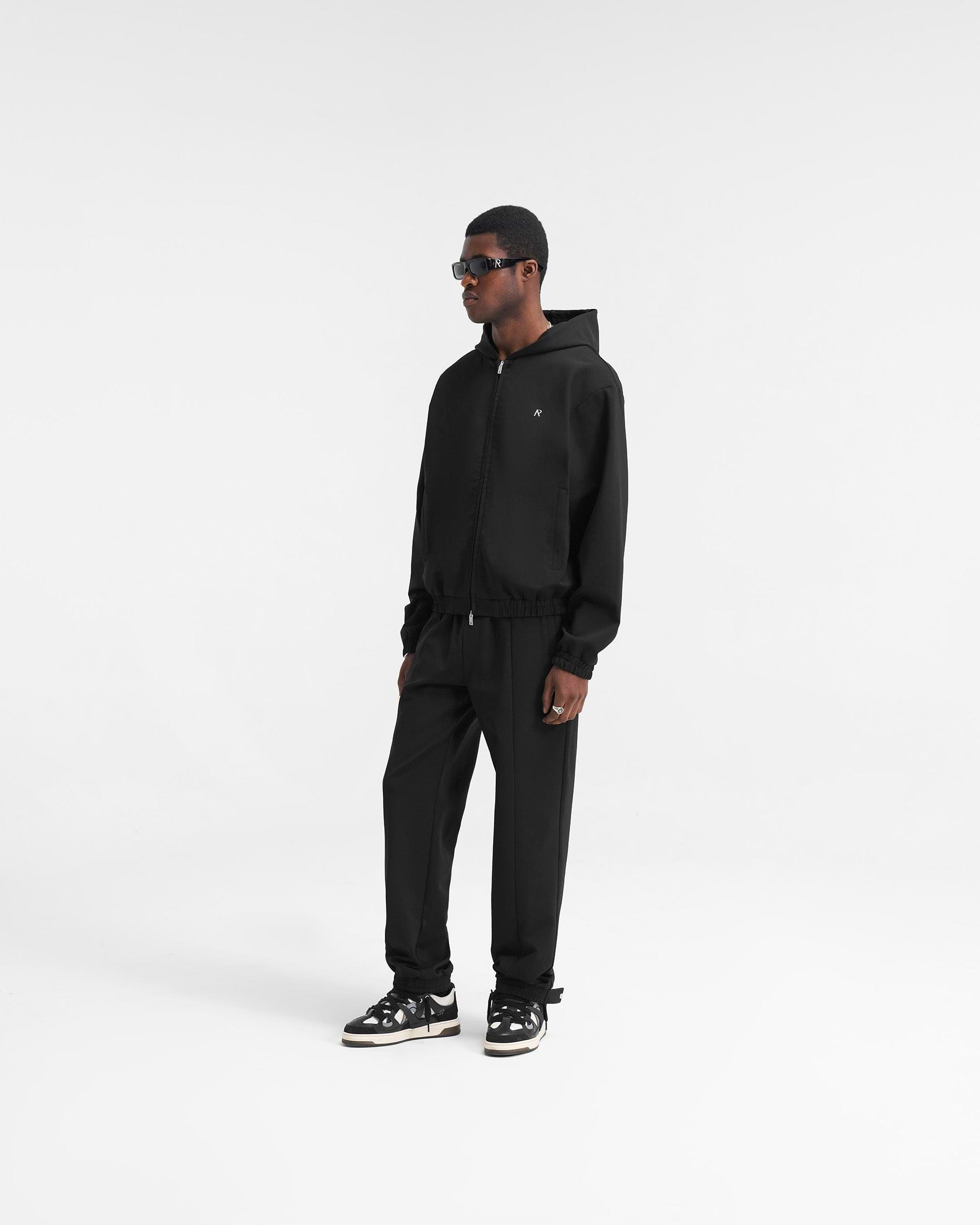 Hooded Tracksuit Jacket - Black