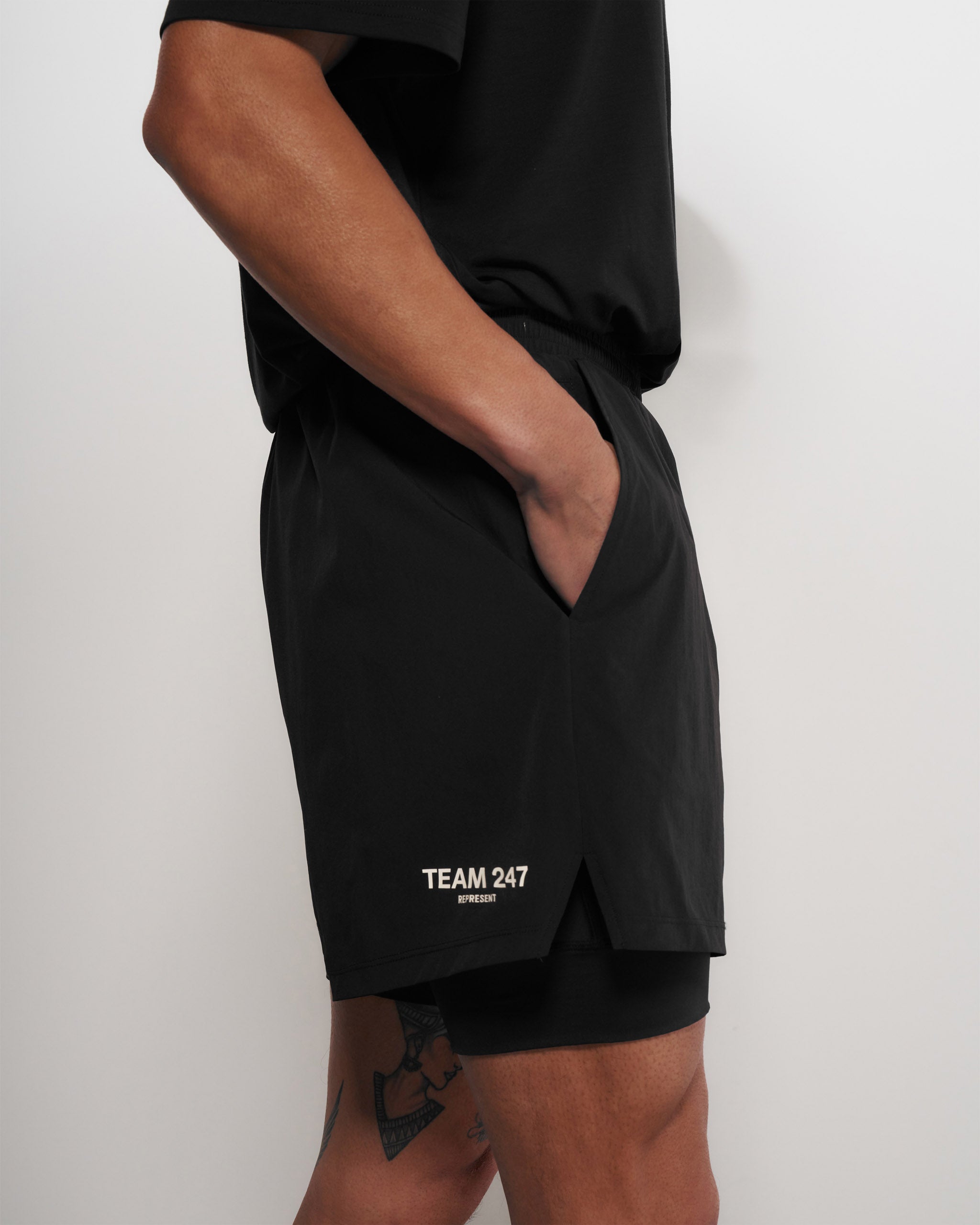Team 247 2-in-1 Shorts | Black | REPRESENT