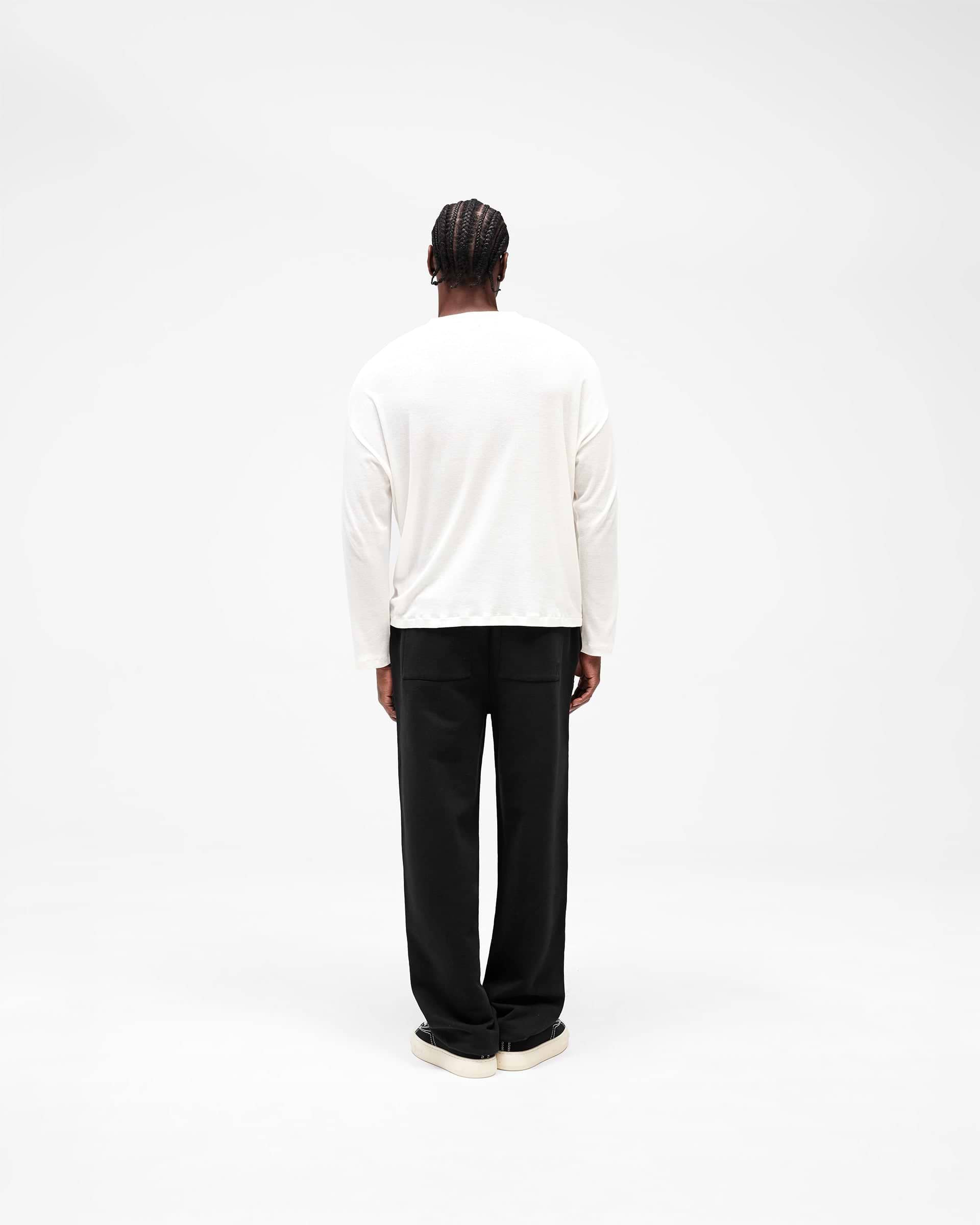 Initial Sheer Rib Long Sleeve T-Shirt - Flat White