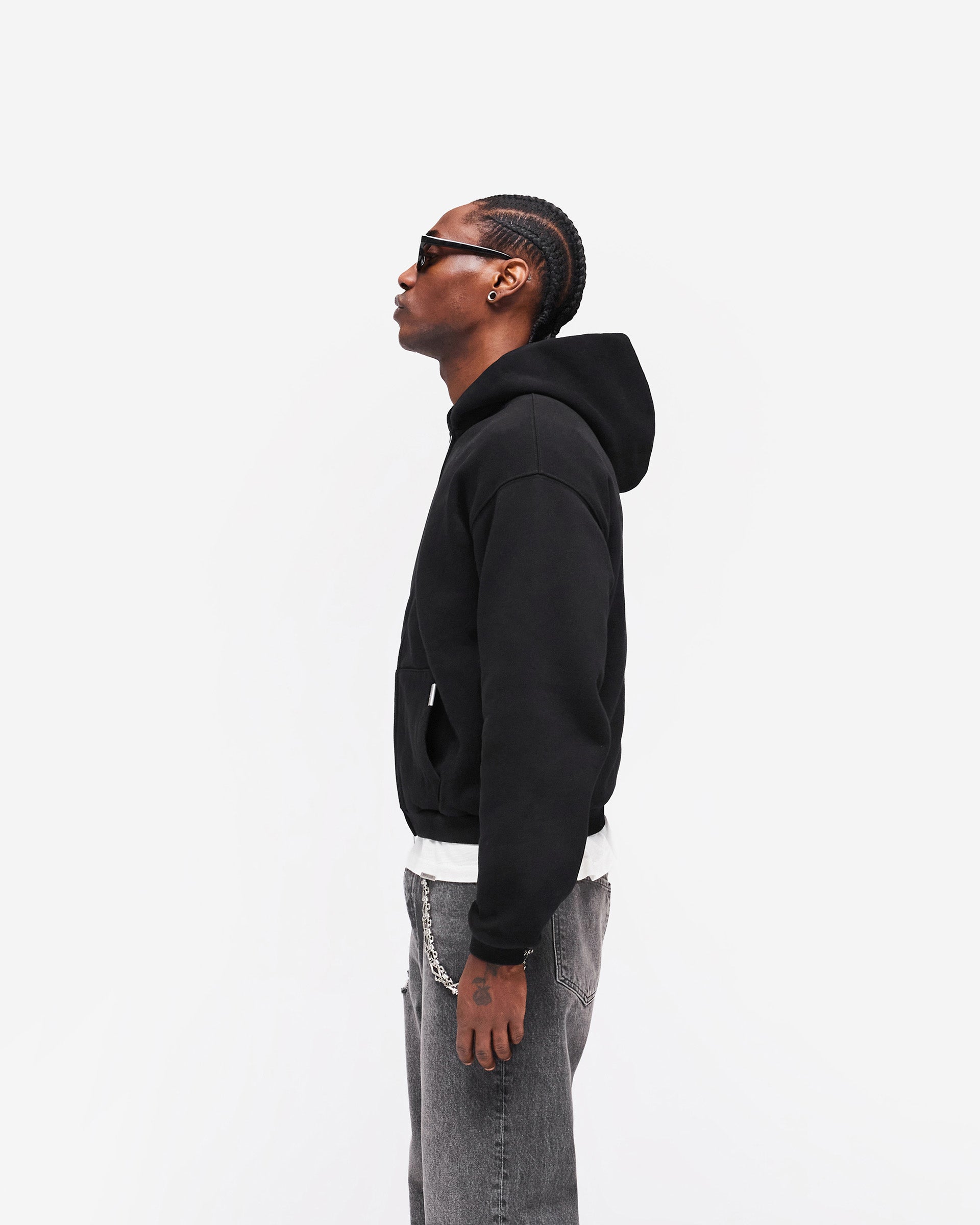 GH Shrunken Zip Hoodie - Jet Black