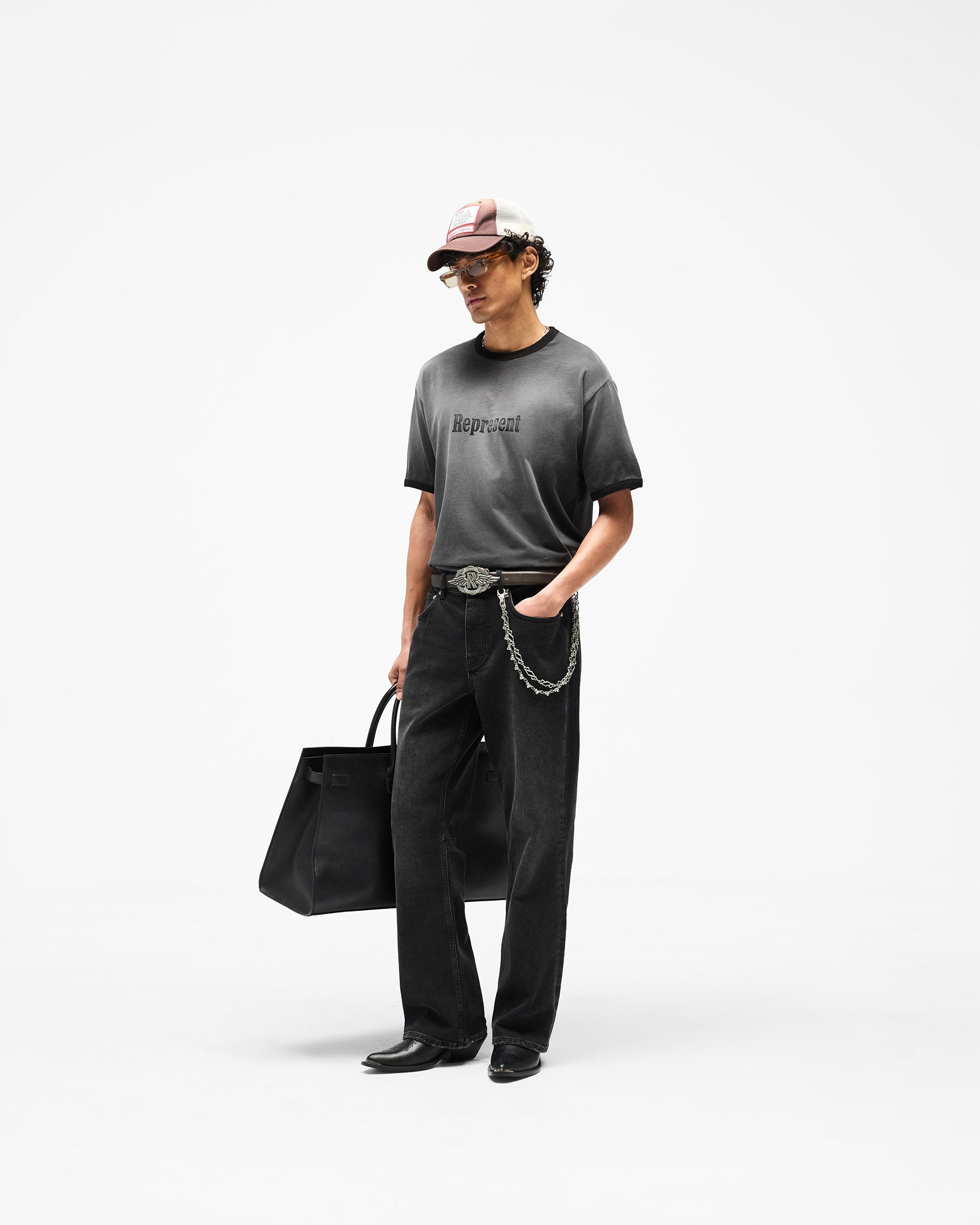 Represent Ringer T-Shirt - Stained Black