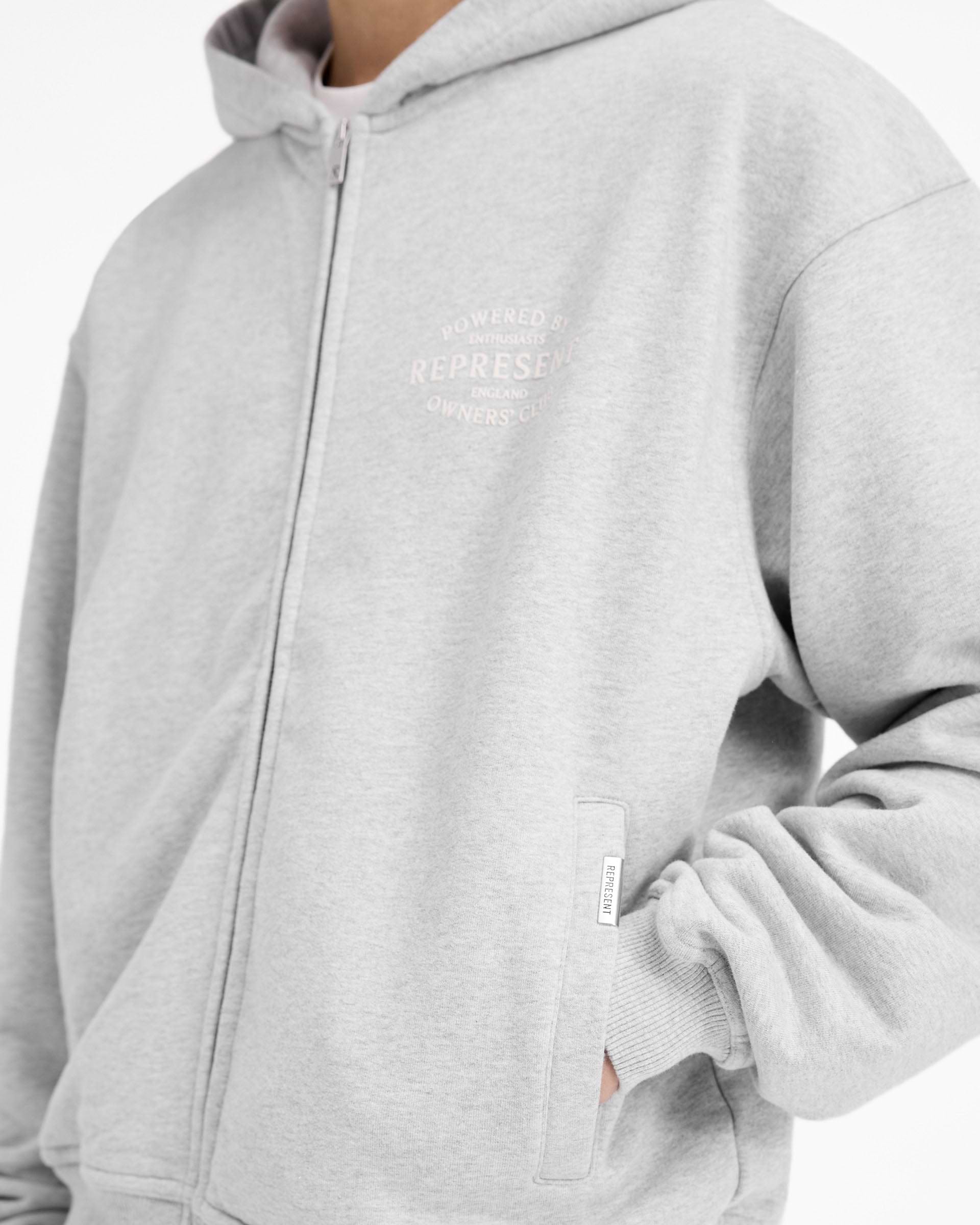 Ash Grey Zip Hoodie | Stamp Owners' Club | REPRESENT