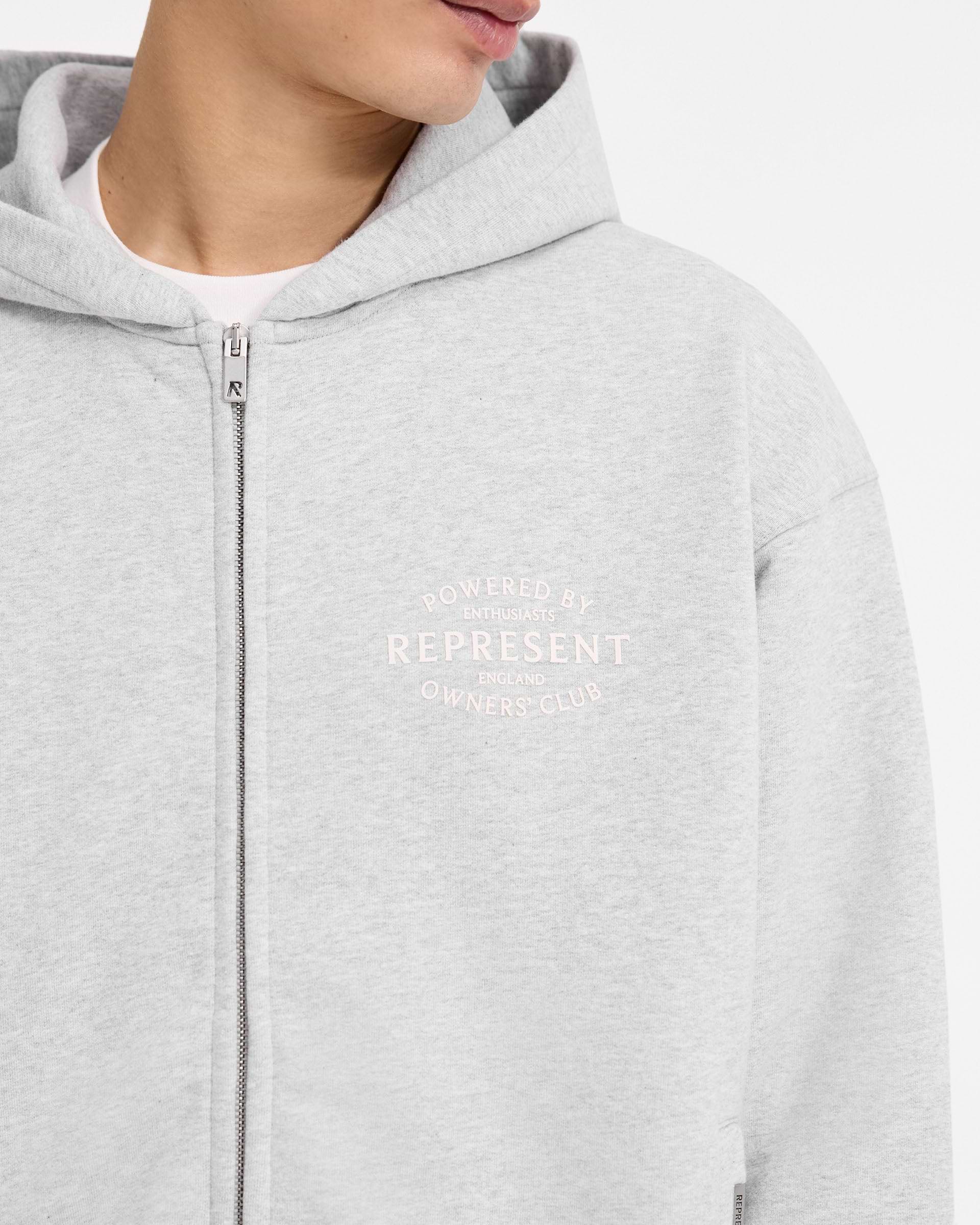 Ash Grey Zip Hoodie | Stamp Owners' Club | REPRESENT