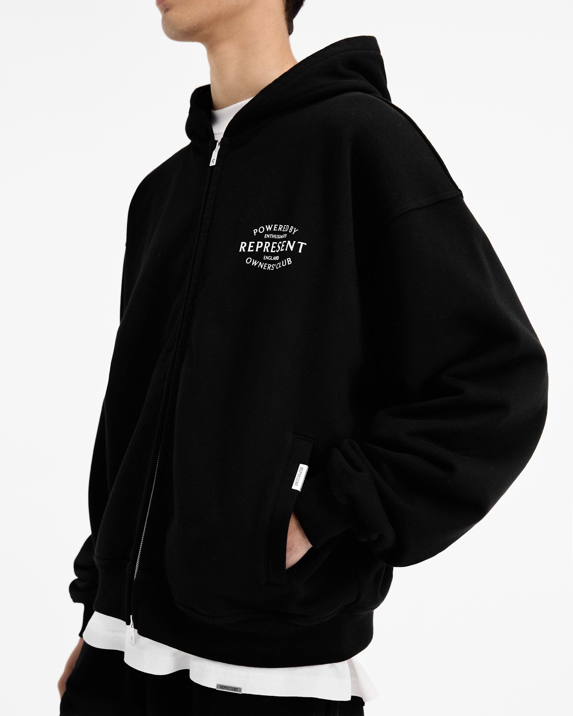 Jet Black Zip Hoodie | Stamp Owners' Club | REPRESENT