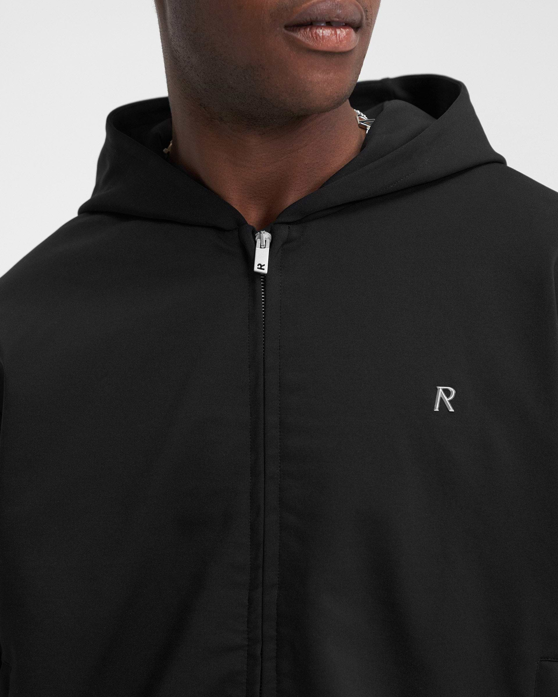 Hooded Tracksuit Jacket - Black