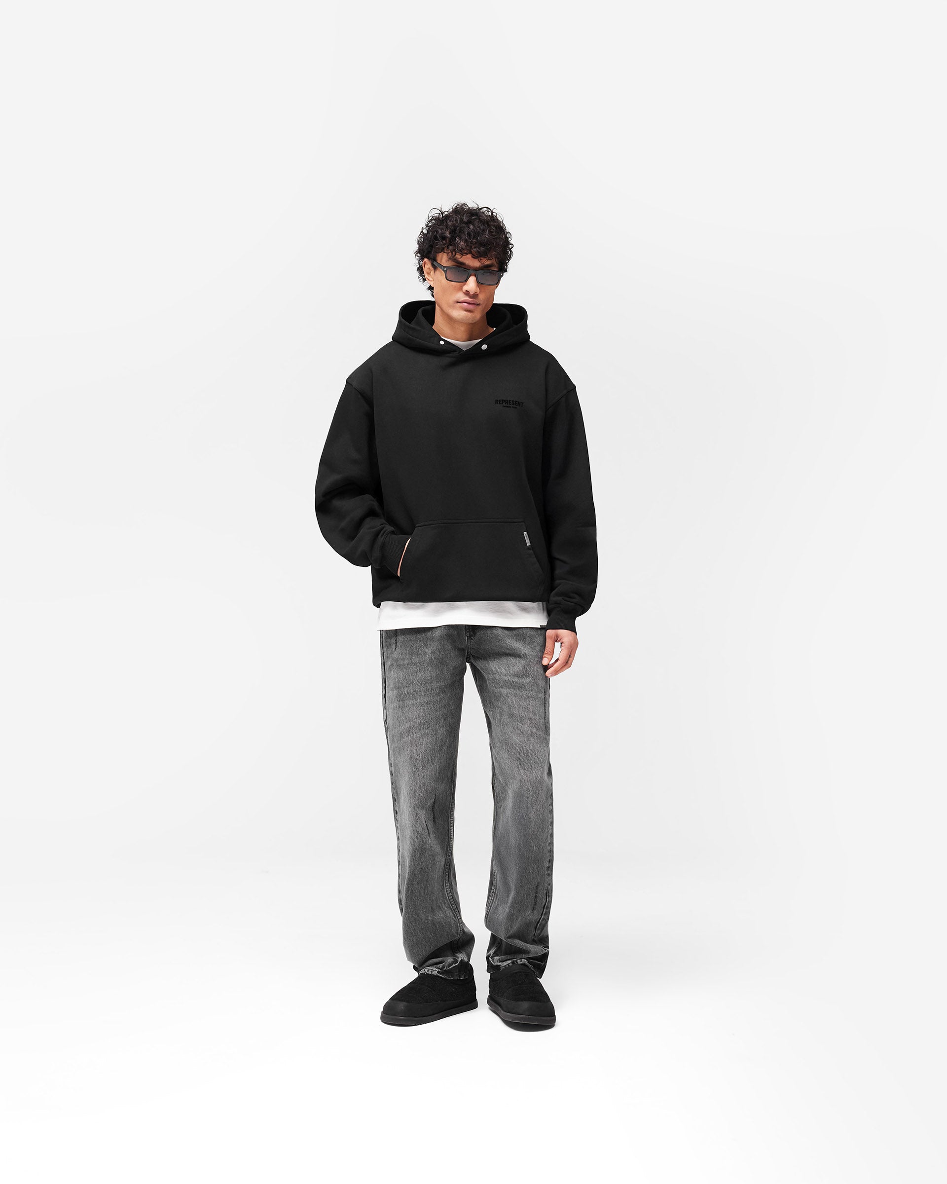 Represent Owners Club Flocked Hoodie - Black