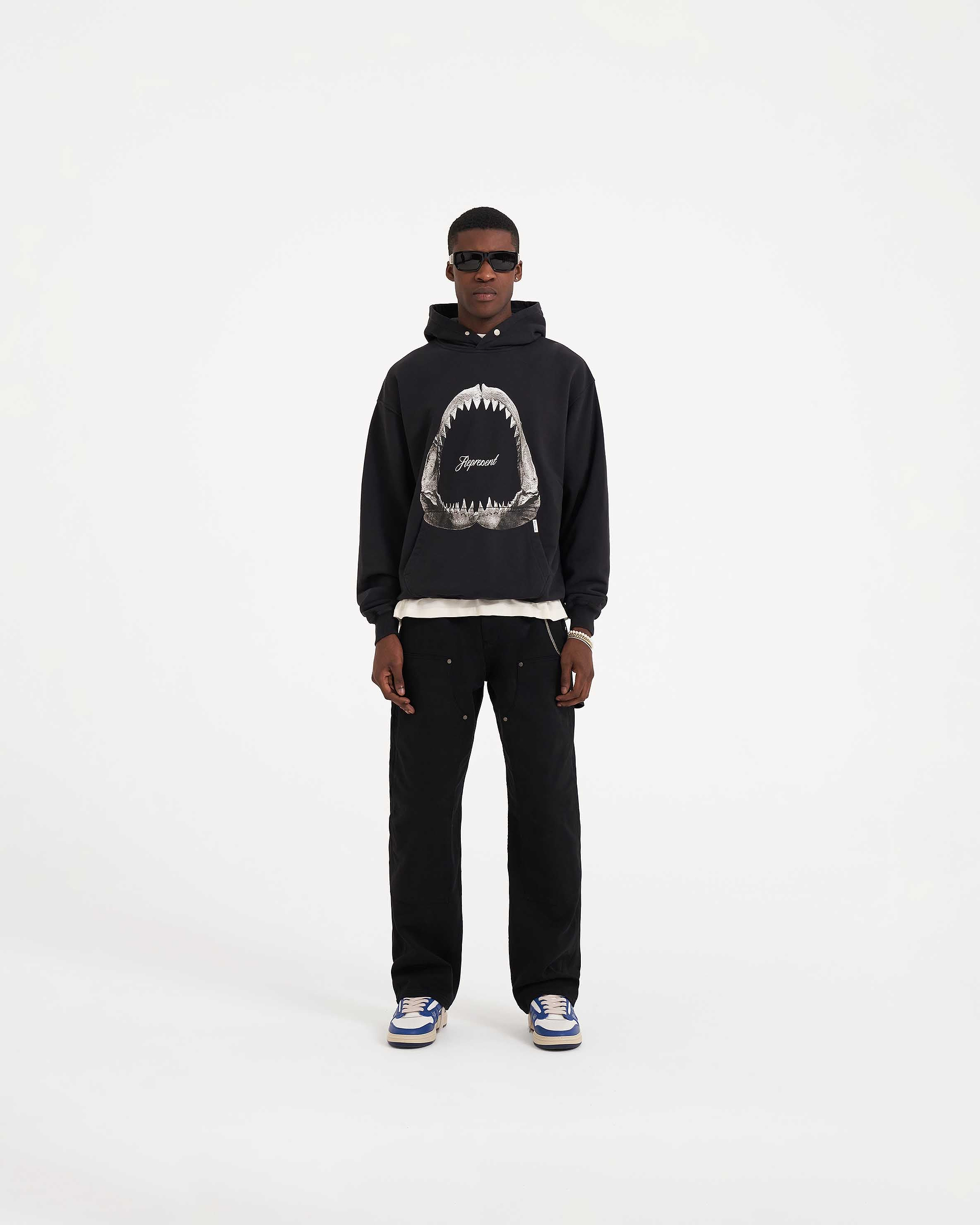Shark Jaws Hoodie - Off Black