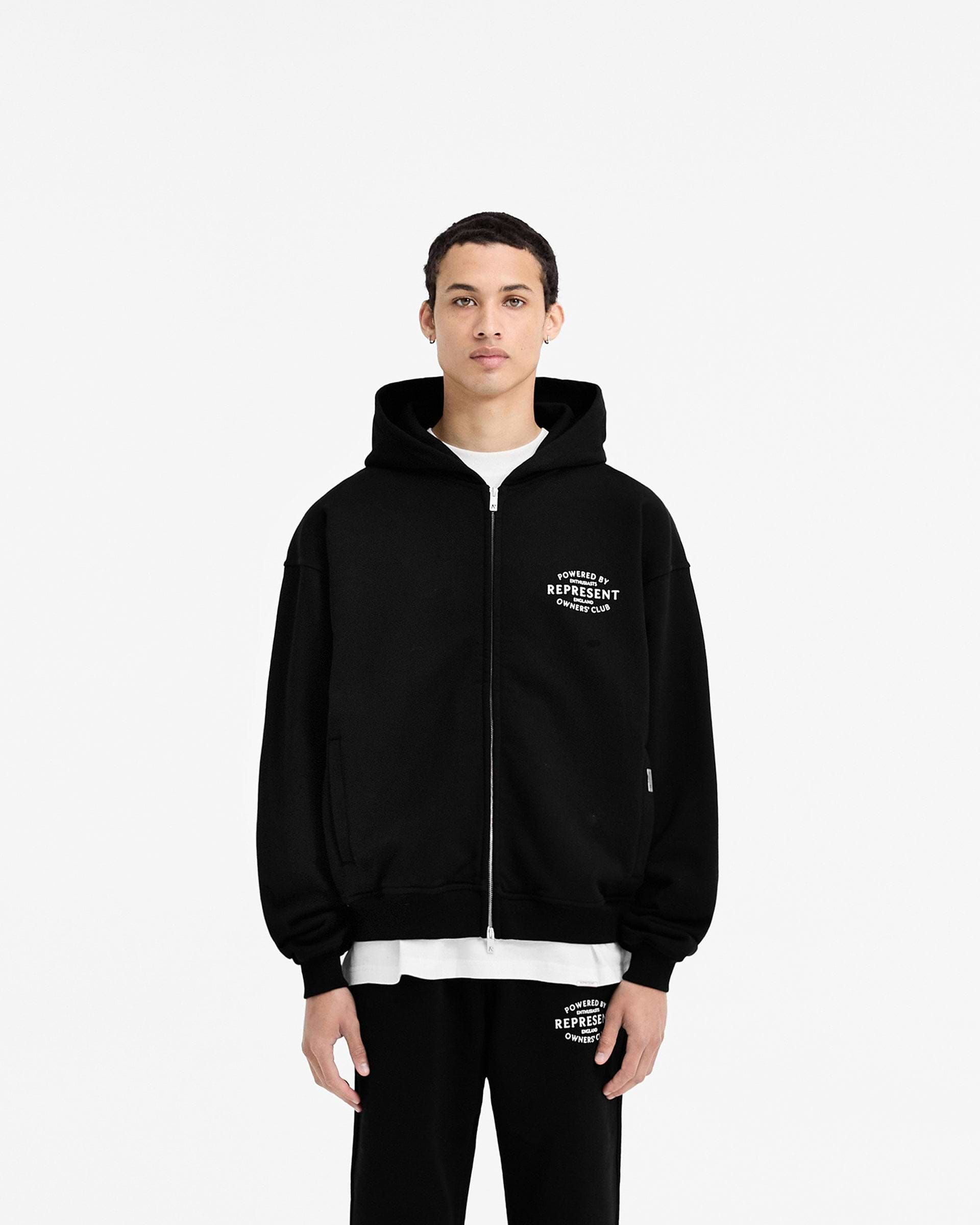 Represent Owners Club Stamp Zip Up Hoodie - Jet Black