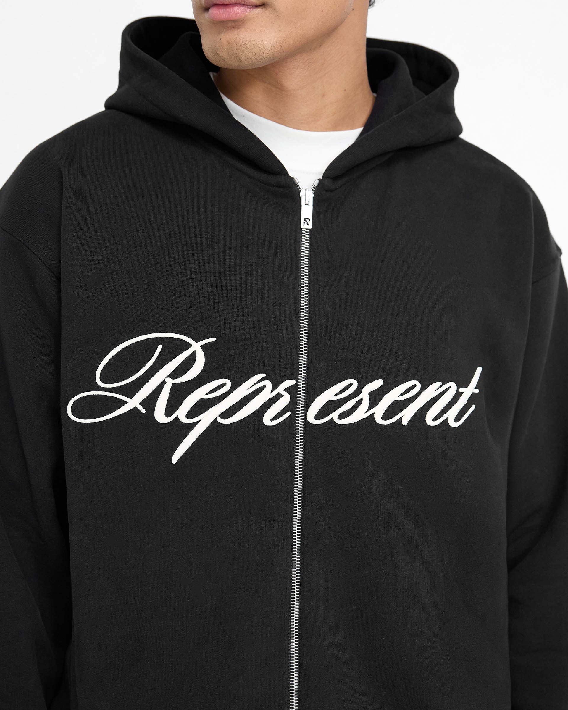 Script Logo Zip Hoodie | Black | REPRESENT