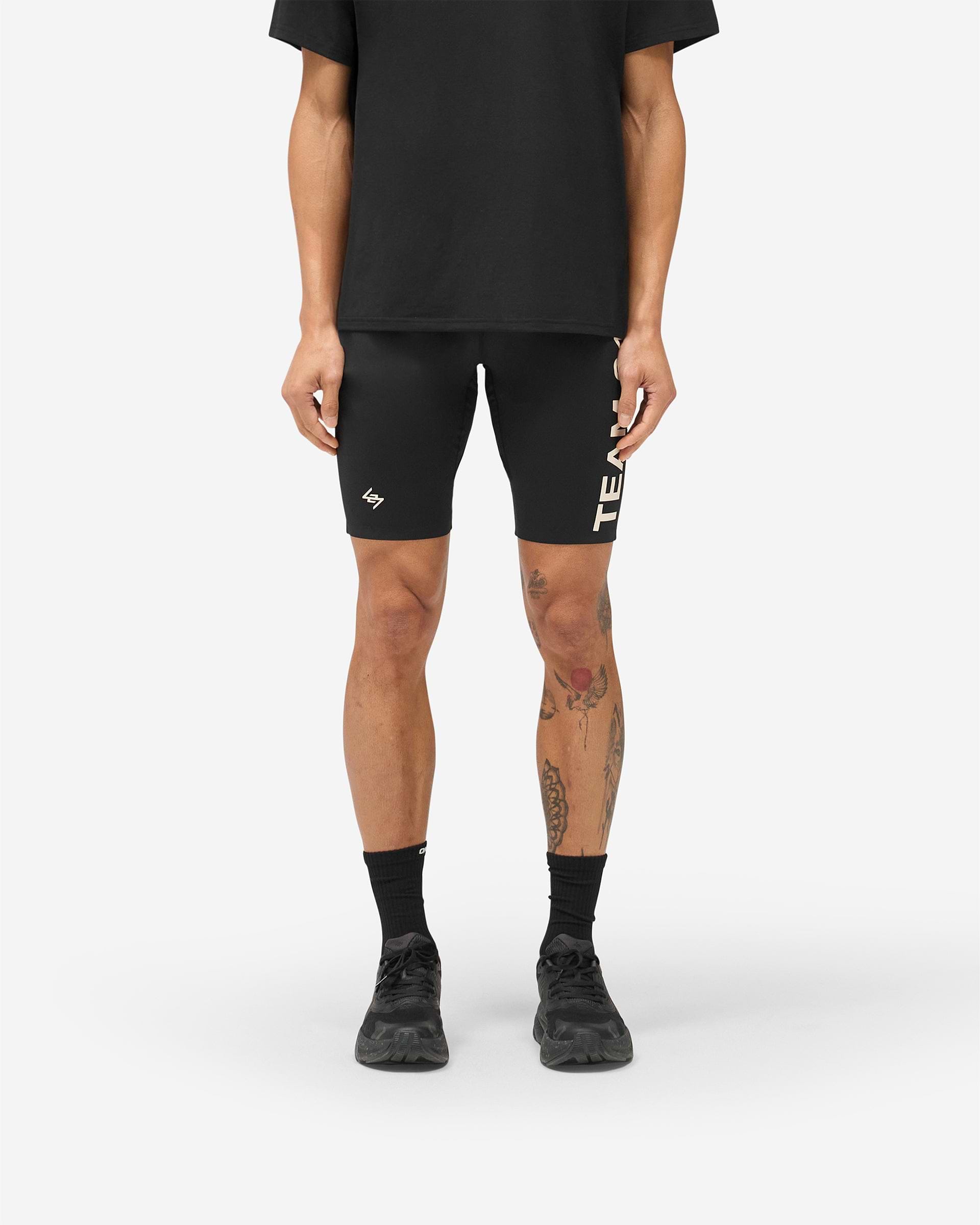 Black Team 247 Half Tight Leggings | Mens Running Short | REPRESENT
