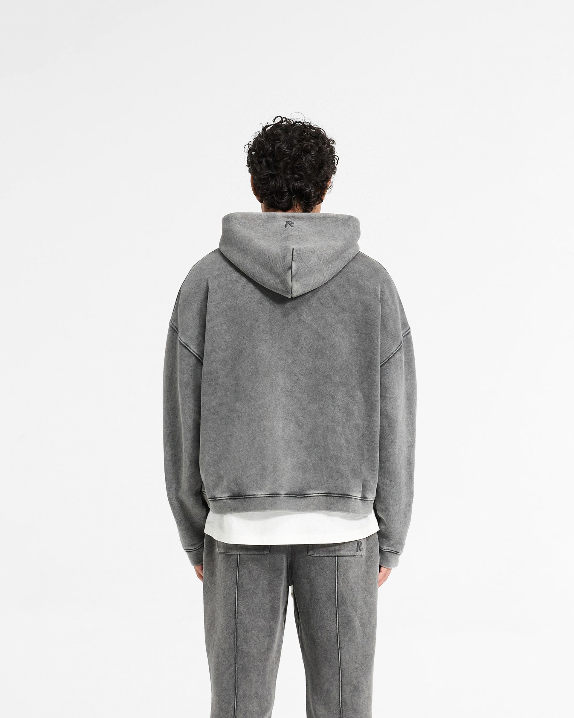 Initial Boxy Zip Through Hoodie - Vintage Grey