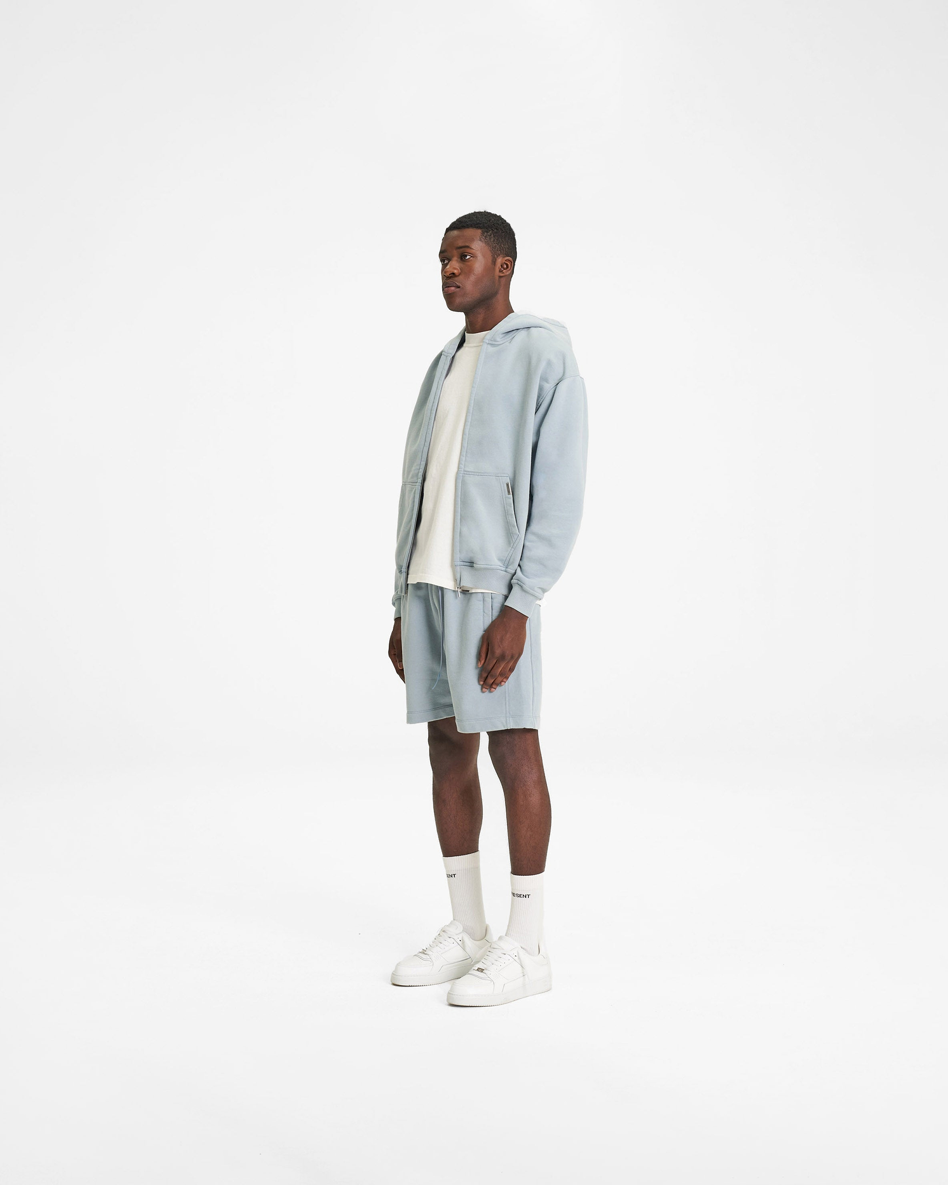 Blank Zip Hoodie - Washed Blue