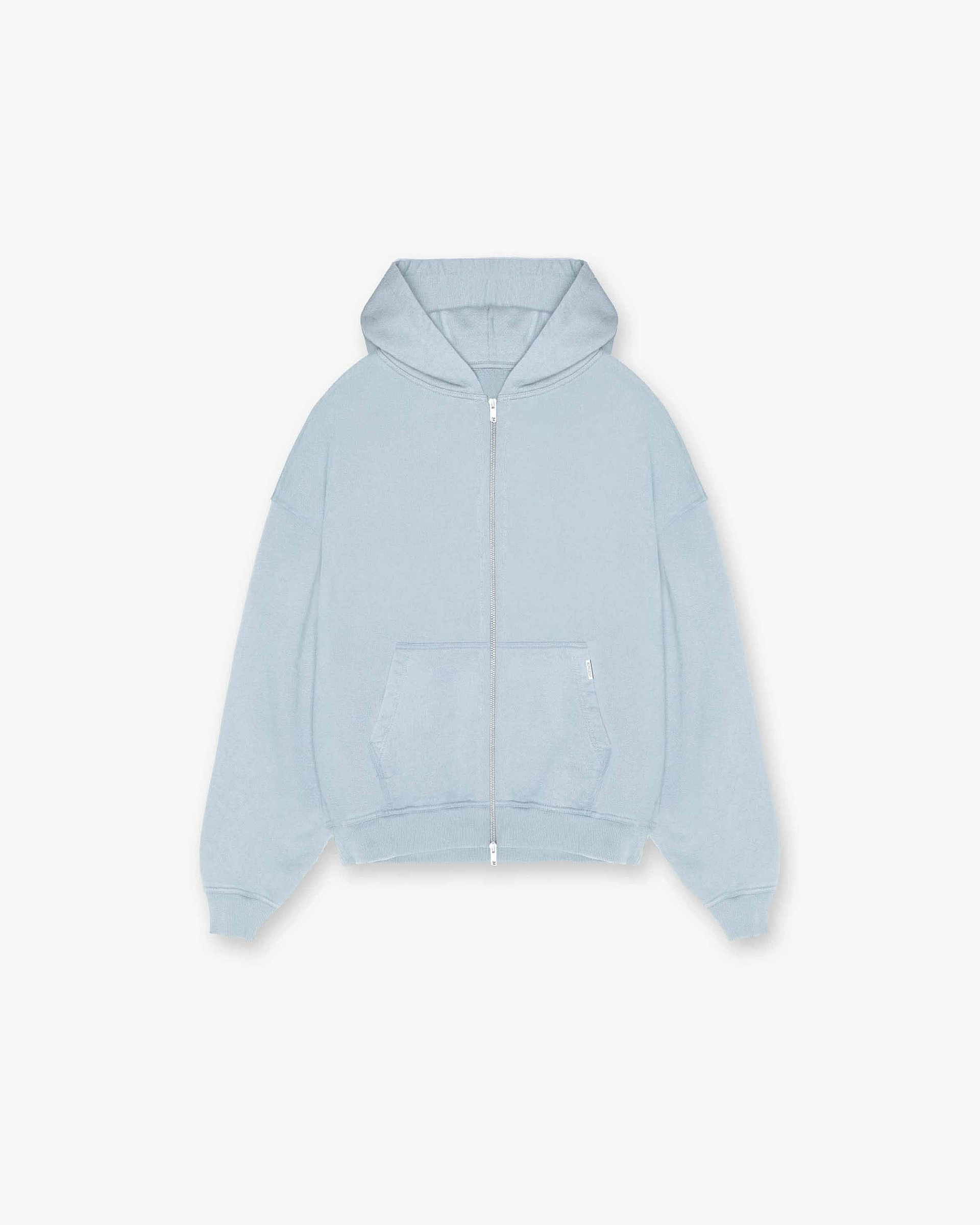 Blank Zip Hoodie - Washed Blue