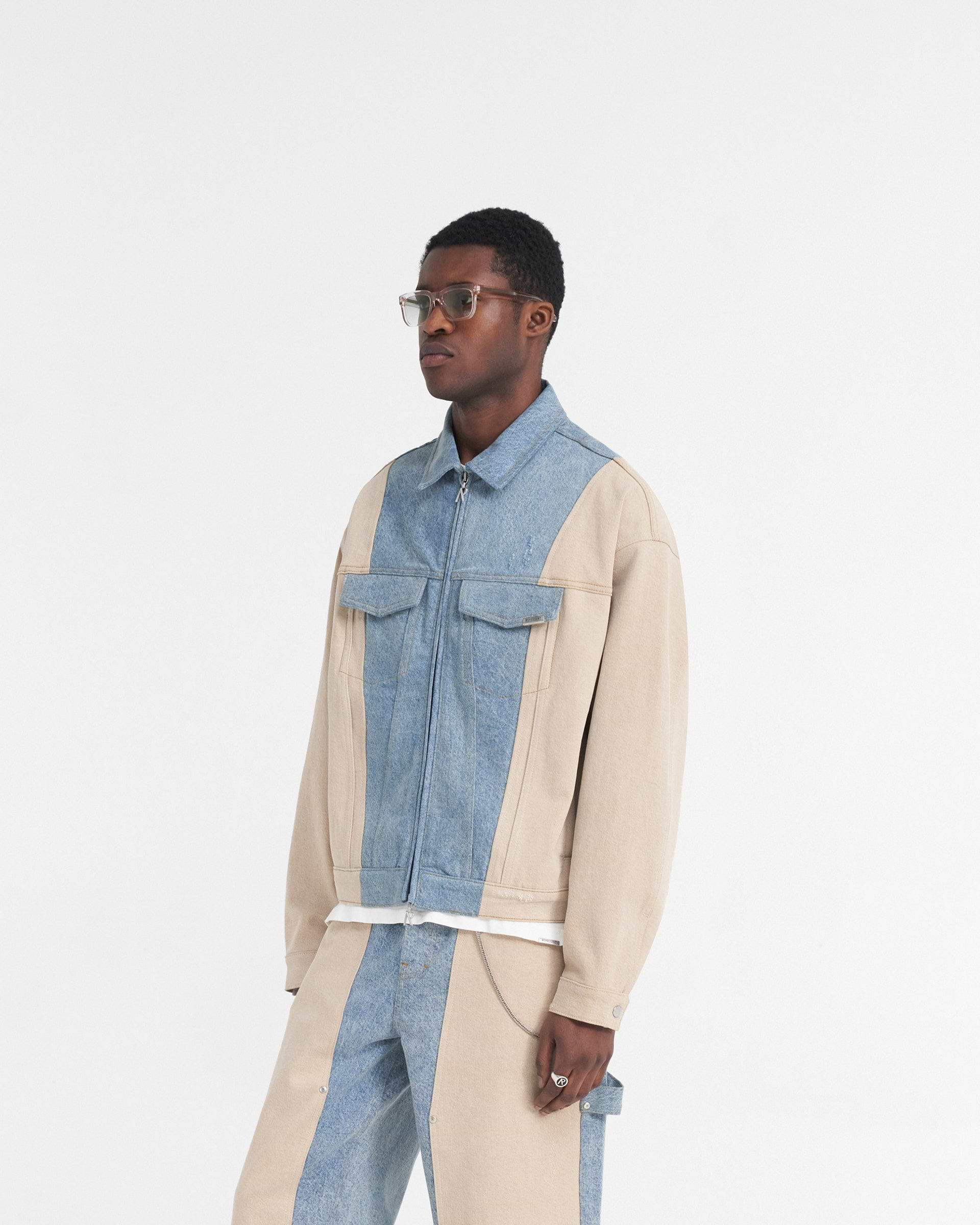 R4 Colour Block Denim Jacket - Blue