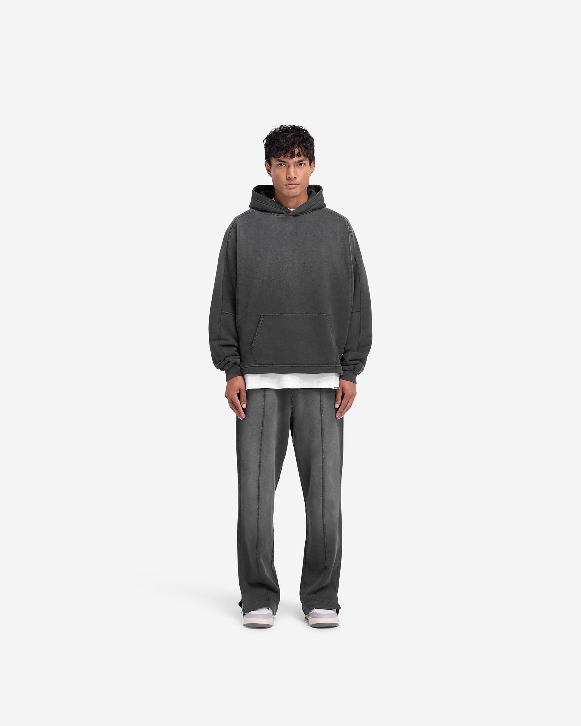 Stained Black Stepped Hem Hoodie | Mens Hoodies | REPRESENT
