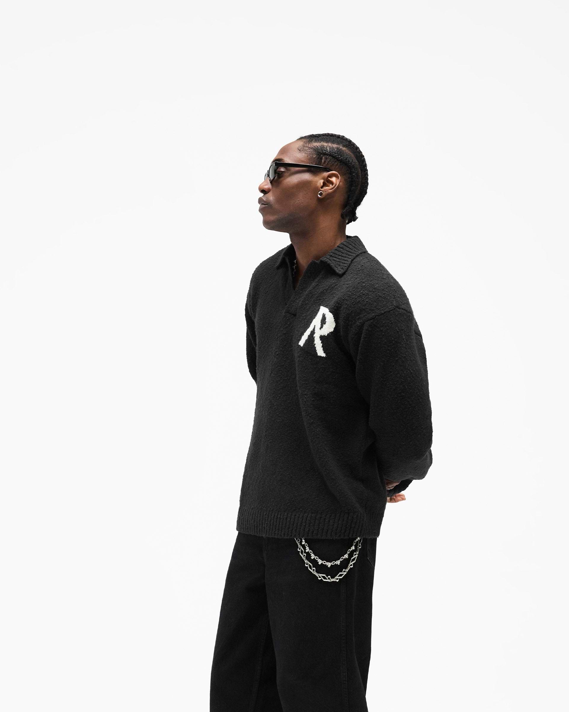 Knitted Boucle Polo - Jet Black