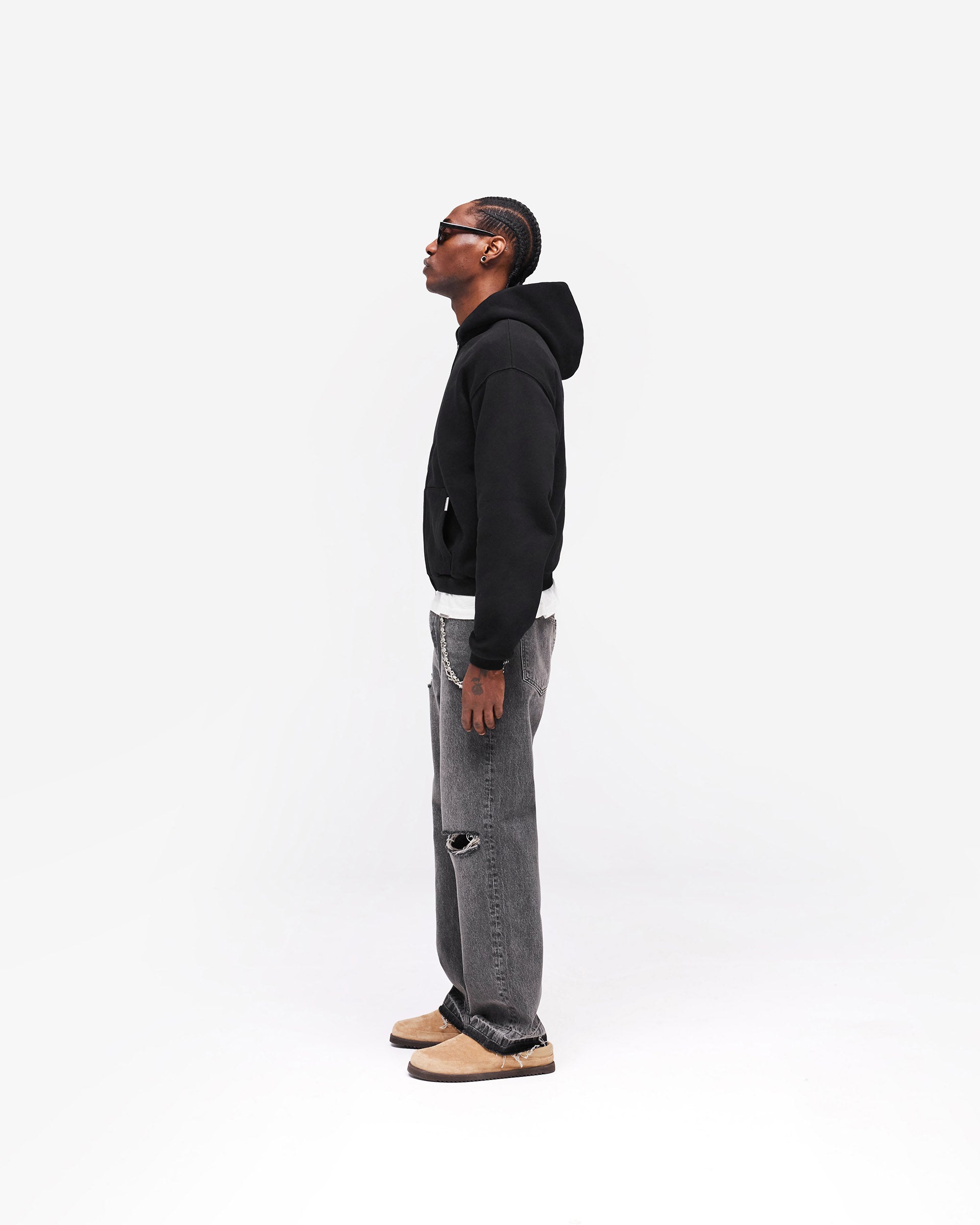 GH Shrunken Zip Hoodie - Jet Black
