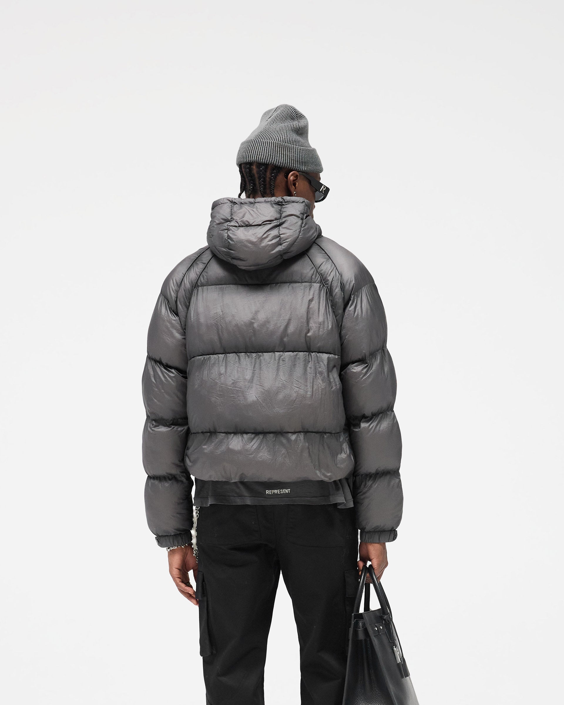 Translucent Black Hooded Puffer | Puffer Jackets | REPRESENT