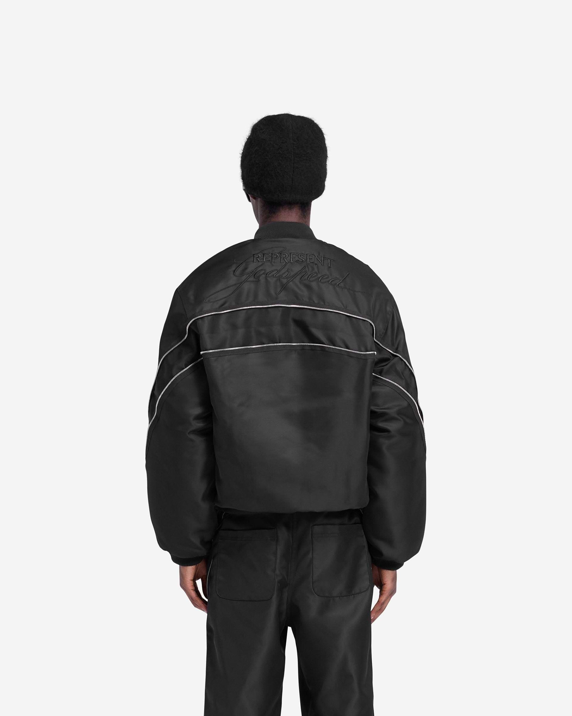 Zip Back Bomber Jacket - Jet Black