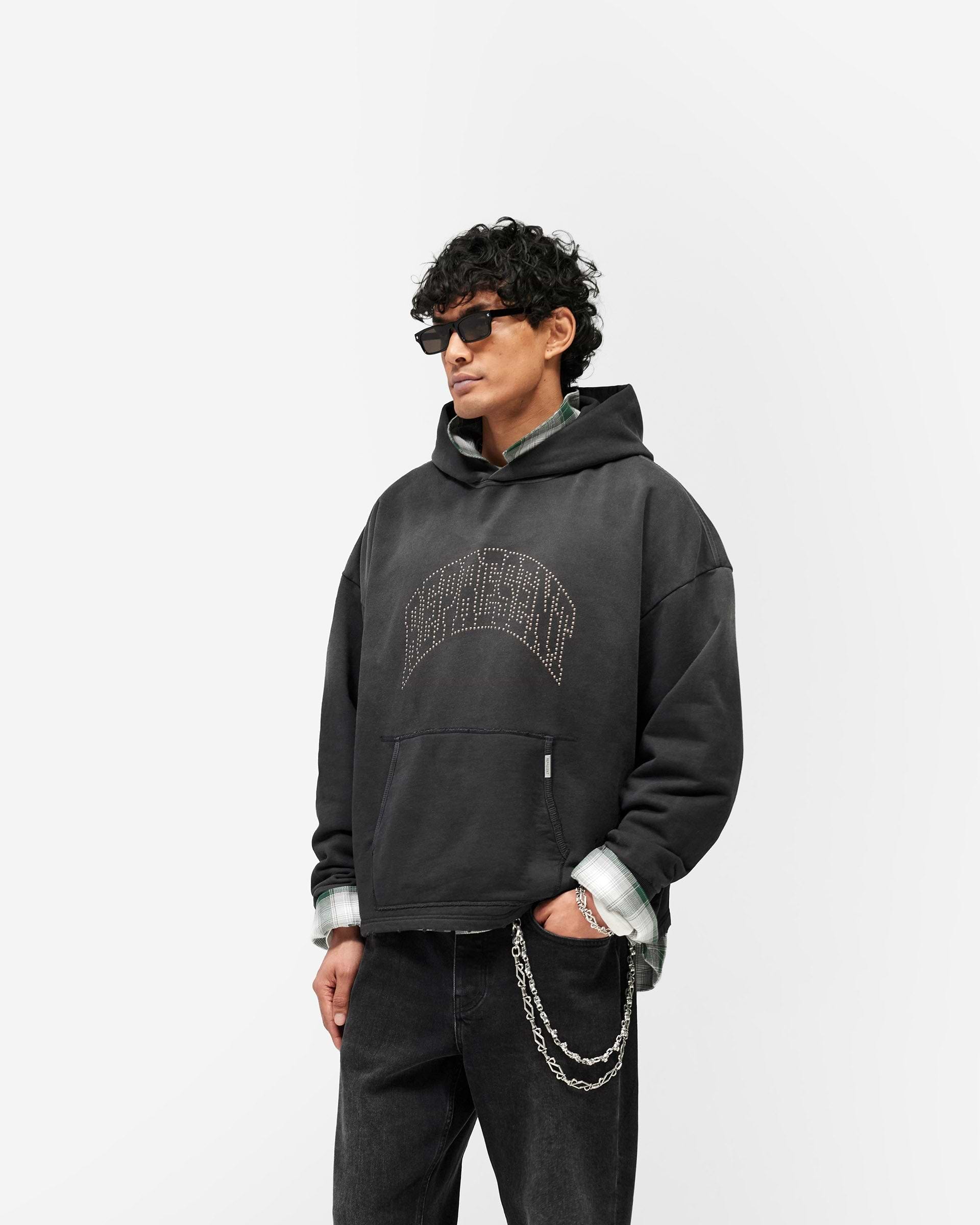 Represent Embellished Hoodie - Stained Black