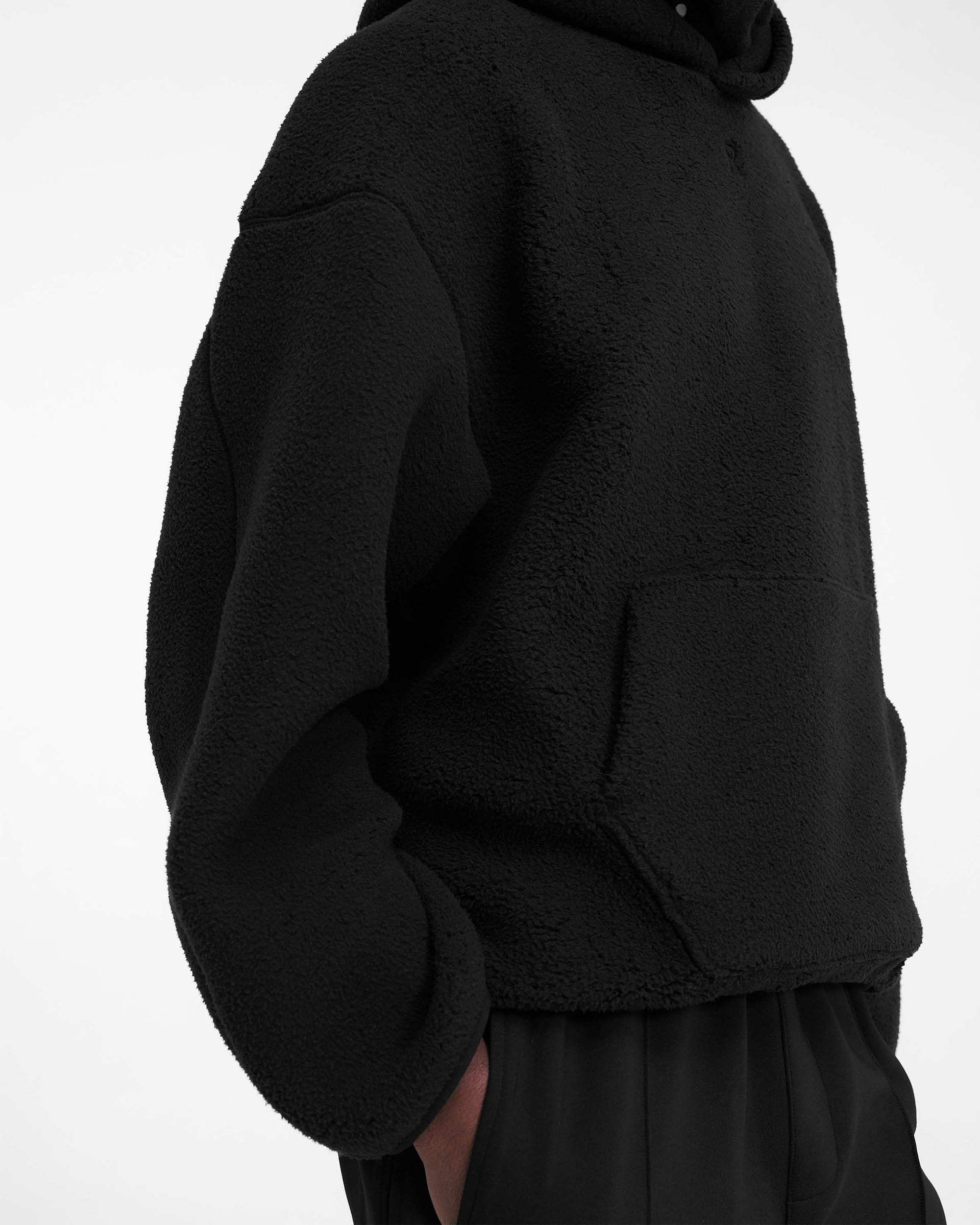 Fleece Oversized Hoodie - Black