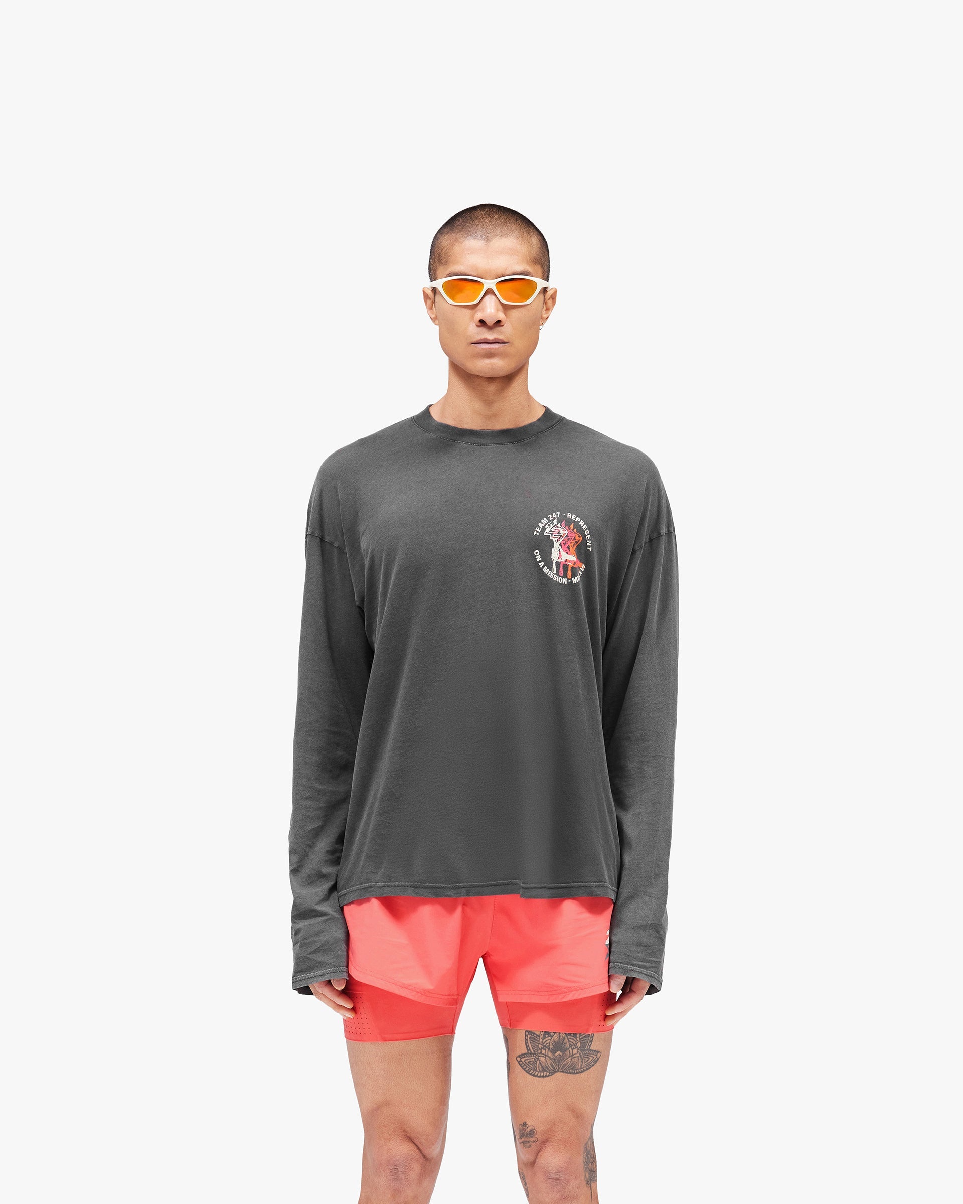 Black 247 Torch Long Sleeve Tee | 247 SS26 T-Shirts | REPRESENT