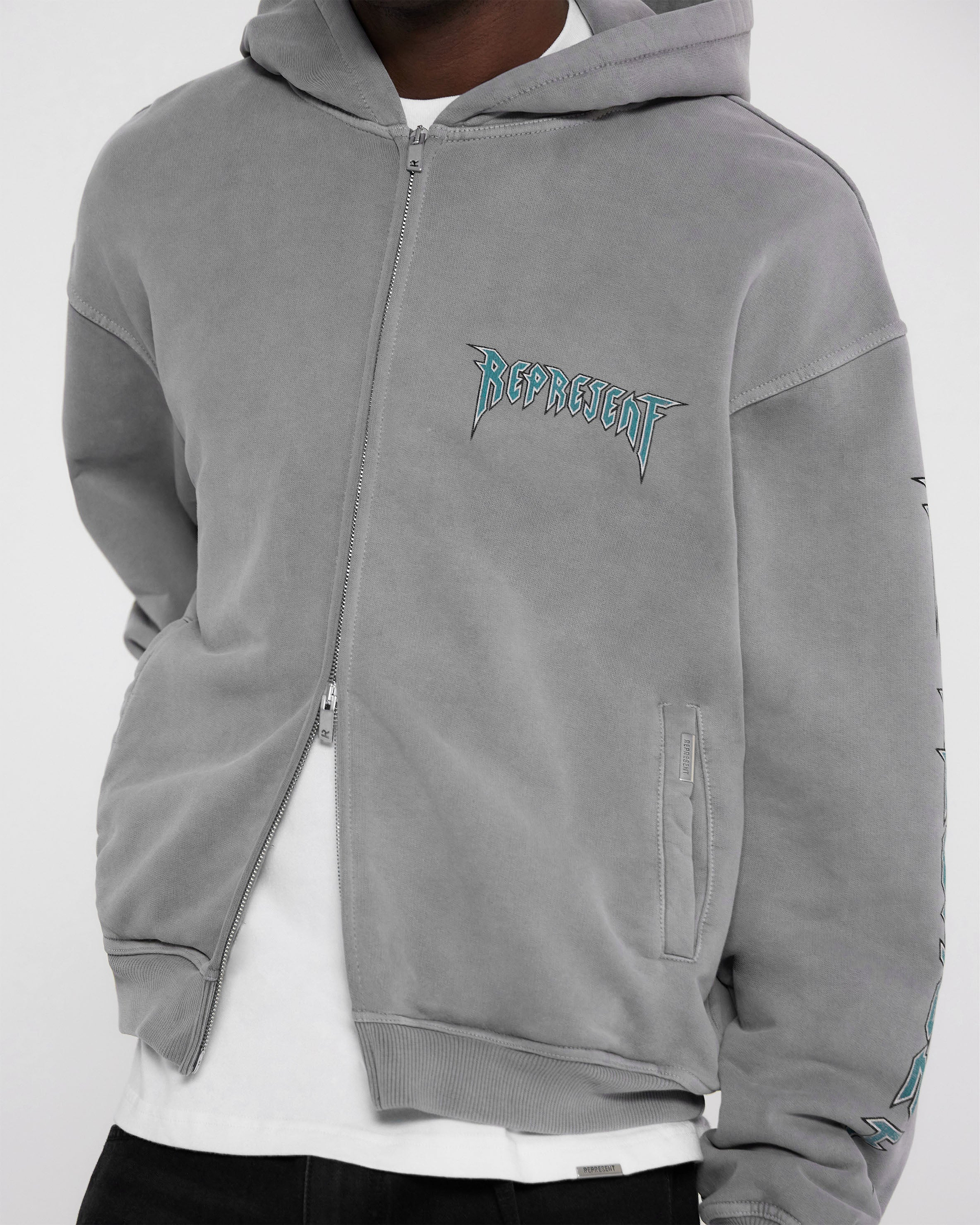 Rock Logo Zip Up Hoodie - Ultimate Grey