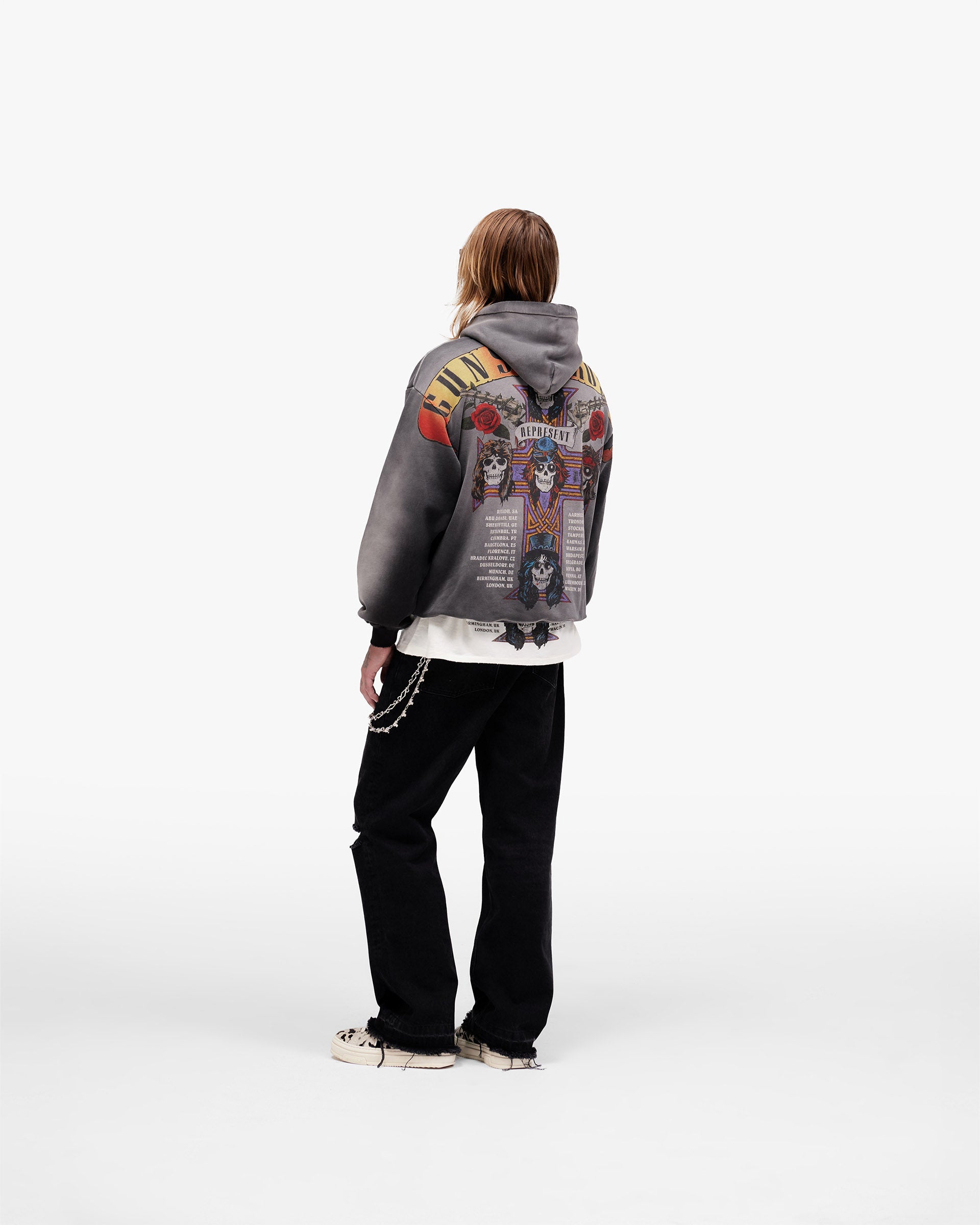 Represent X Guns N' Roses Tour Hoodie - Stained Black