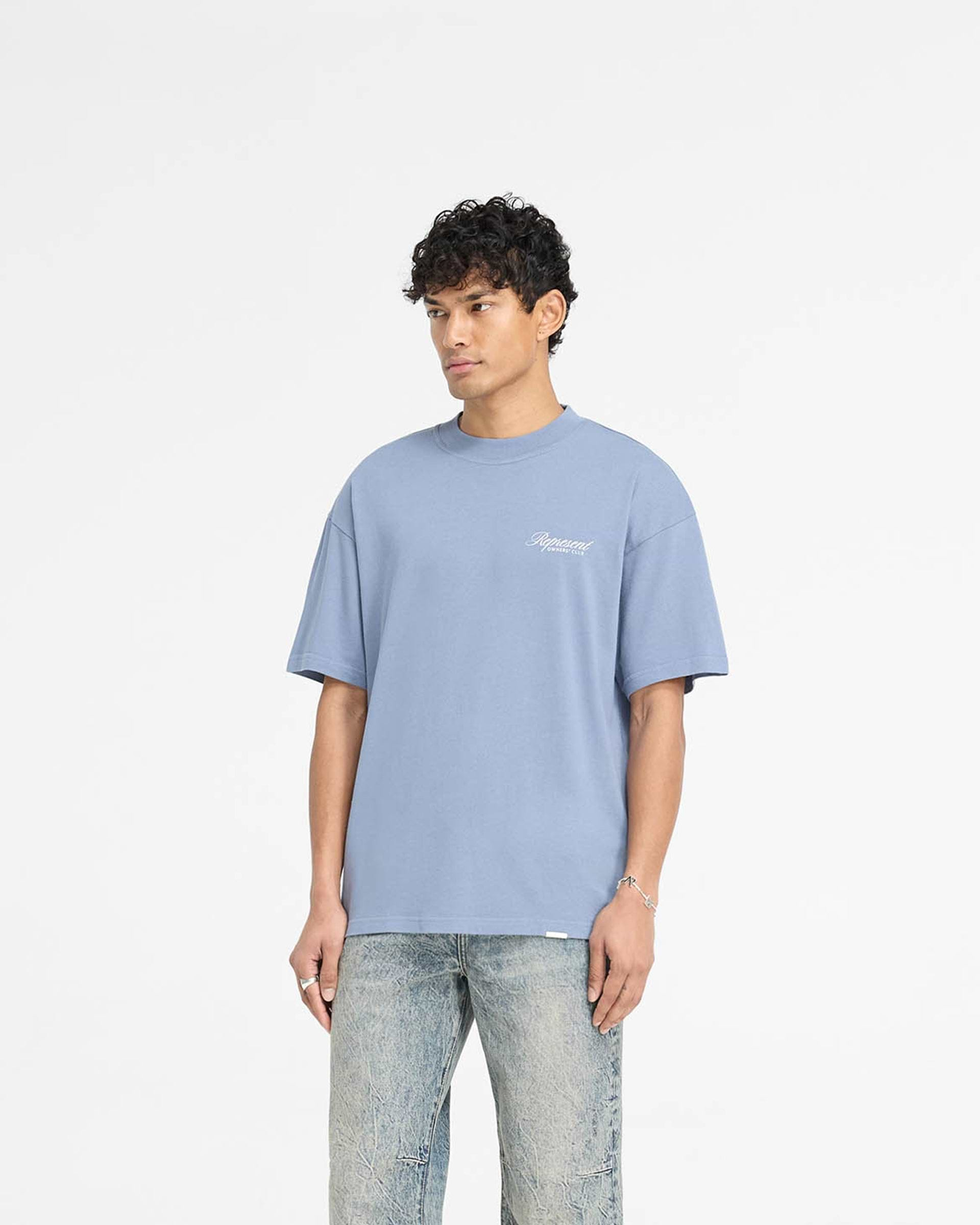 Represent Owners Club Script T-Shirt - Dusty Blue