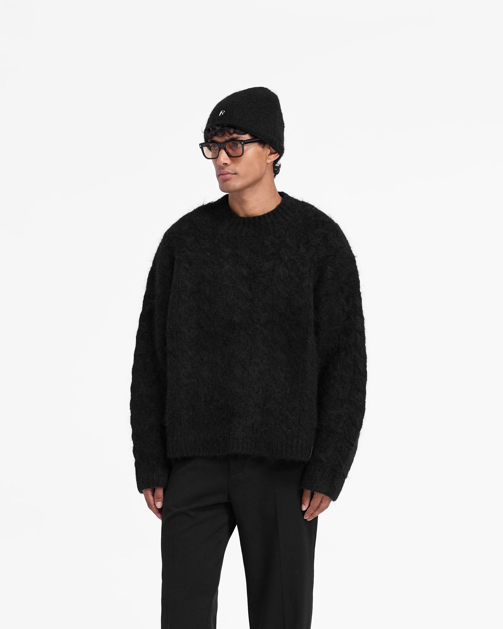 Cable Knit Sweater - Jet Black