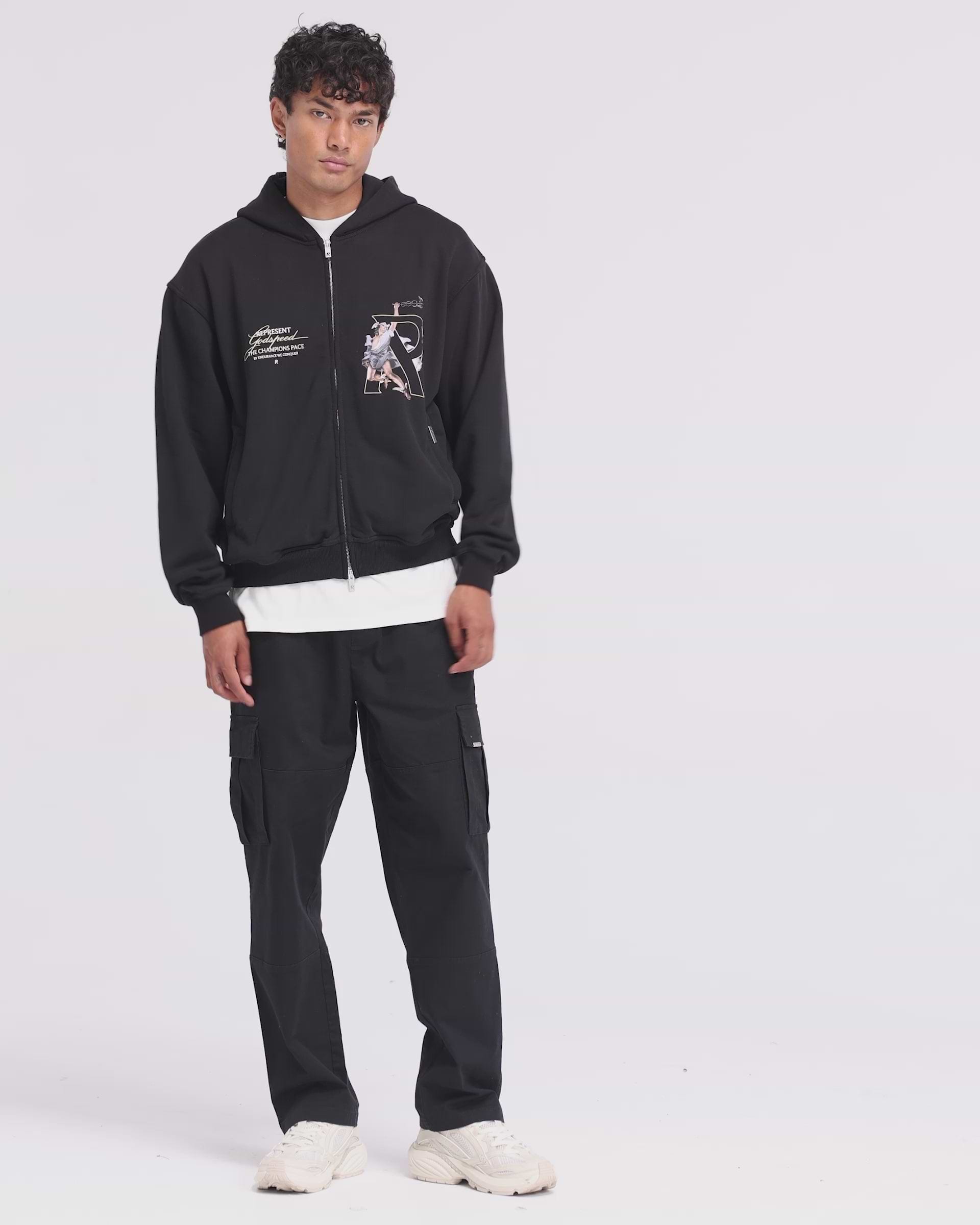 Hermes Zip Hoodie - Jet Black | REPRESENT