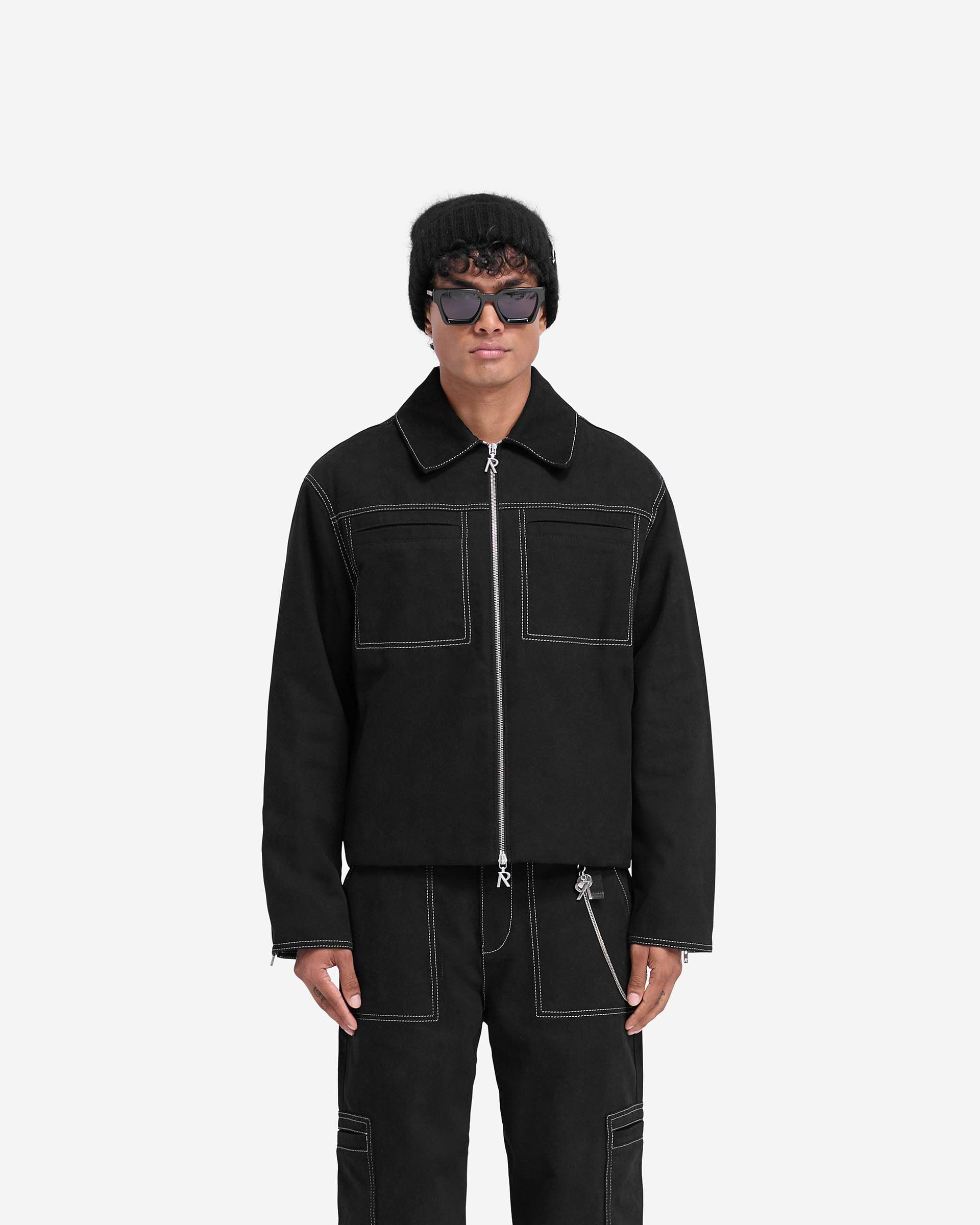 Contrast Stitch Smart Jacket - Jet Black