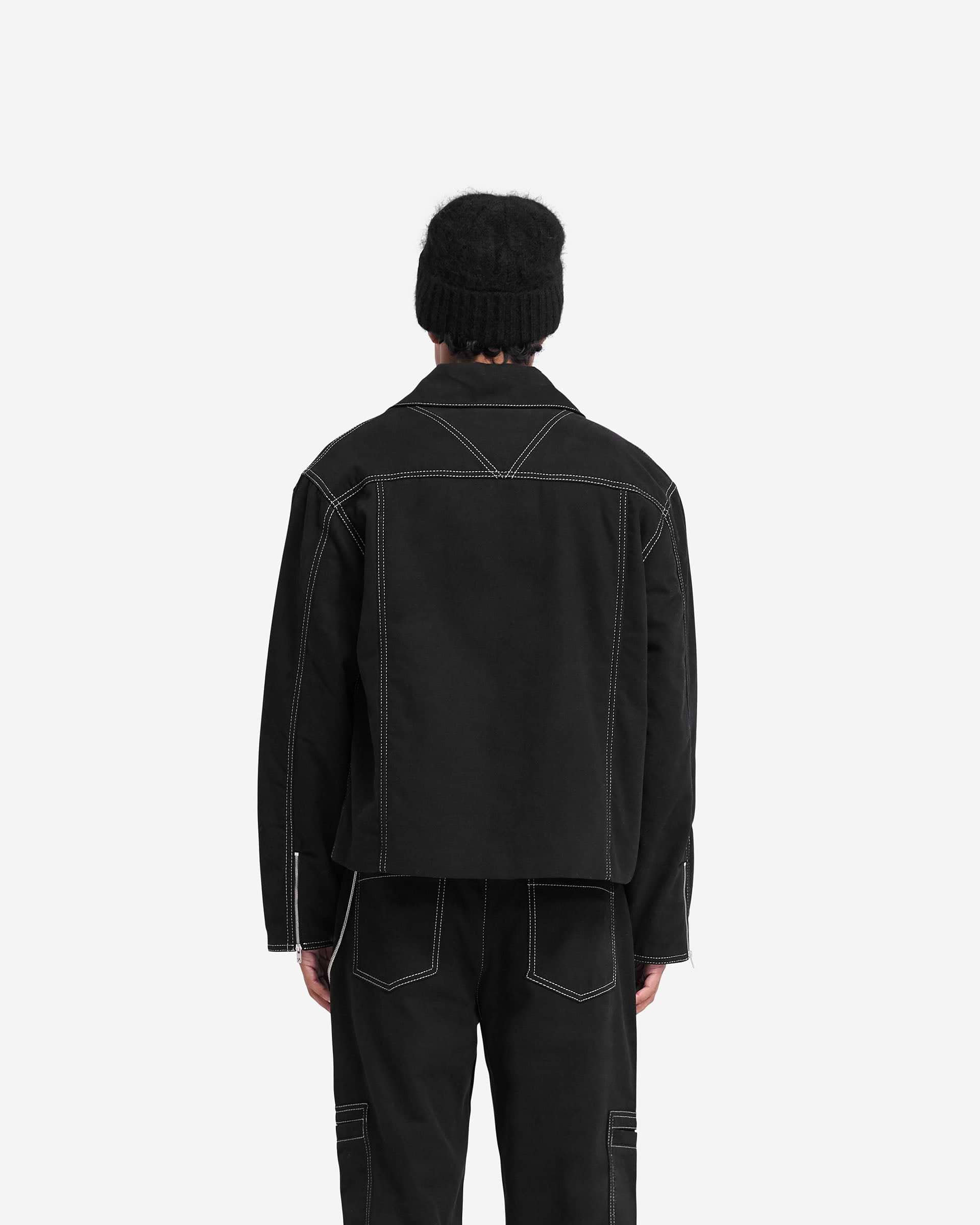 ★2025SS新作★RONRON★CONTRAST STITCH COTTON JACKET Contrast Stitch Smart Jacket - Jet Black | REPRESENT