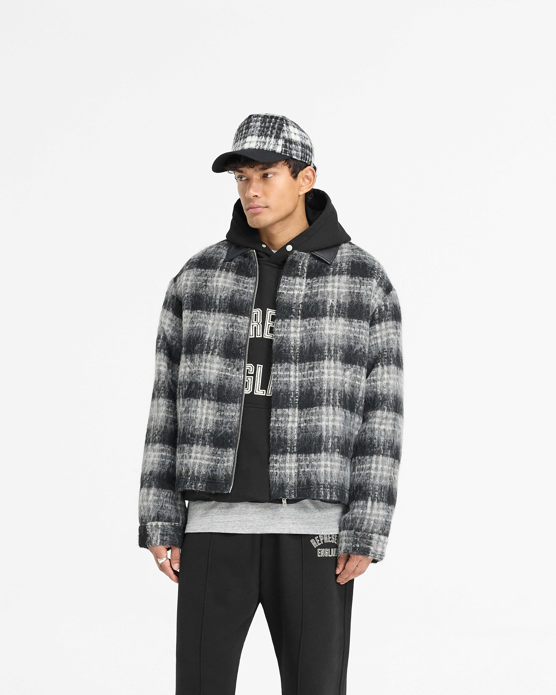 Flannel Check Overshirt - Jet Black