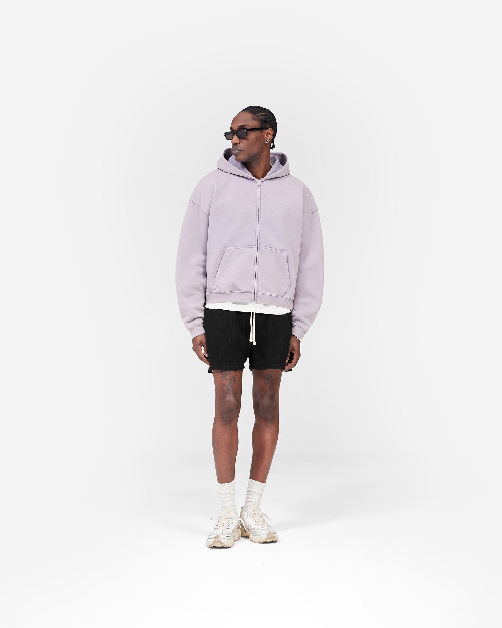 Initial Boxy Zip Through Hoodie - Mist
