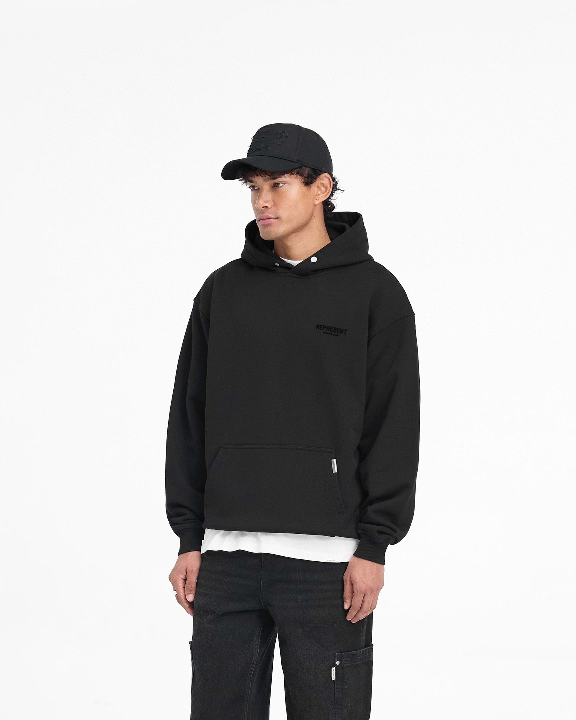 Represent Owners' Club Flocked Hoodie | Black | REPRESENT